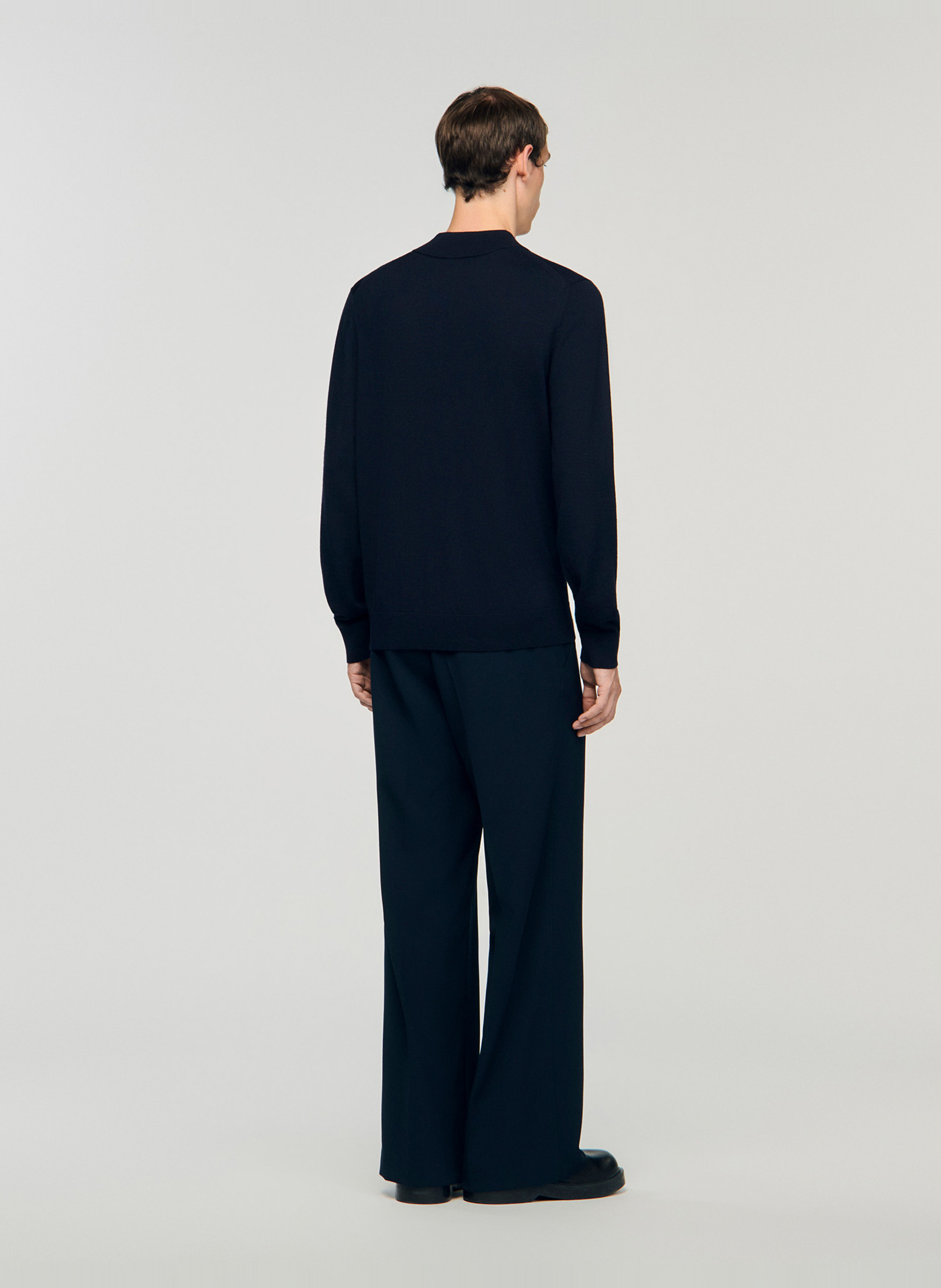 Rechte pullover met lange mouwen in effen wol. SANDRO Blauw