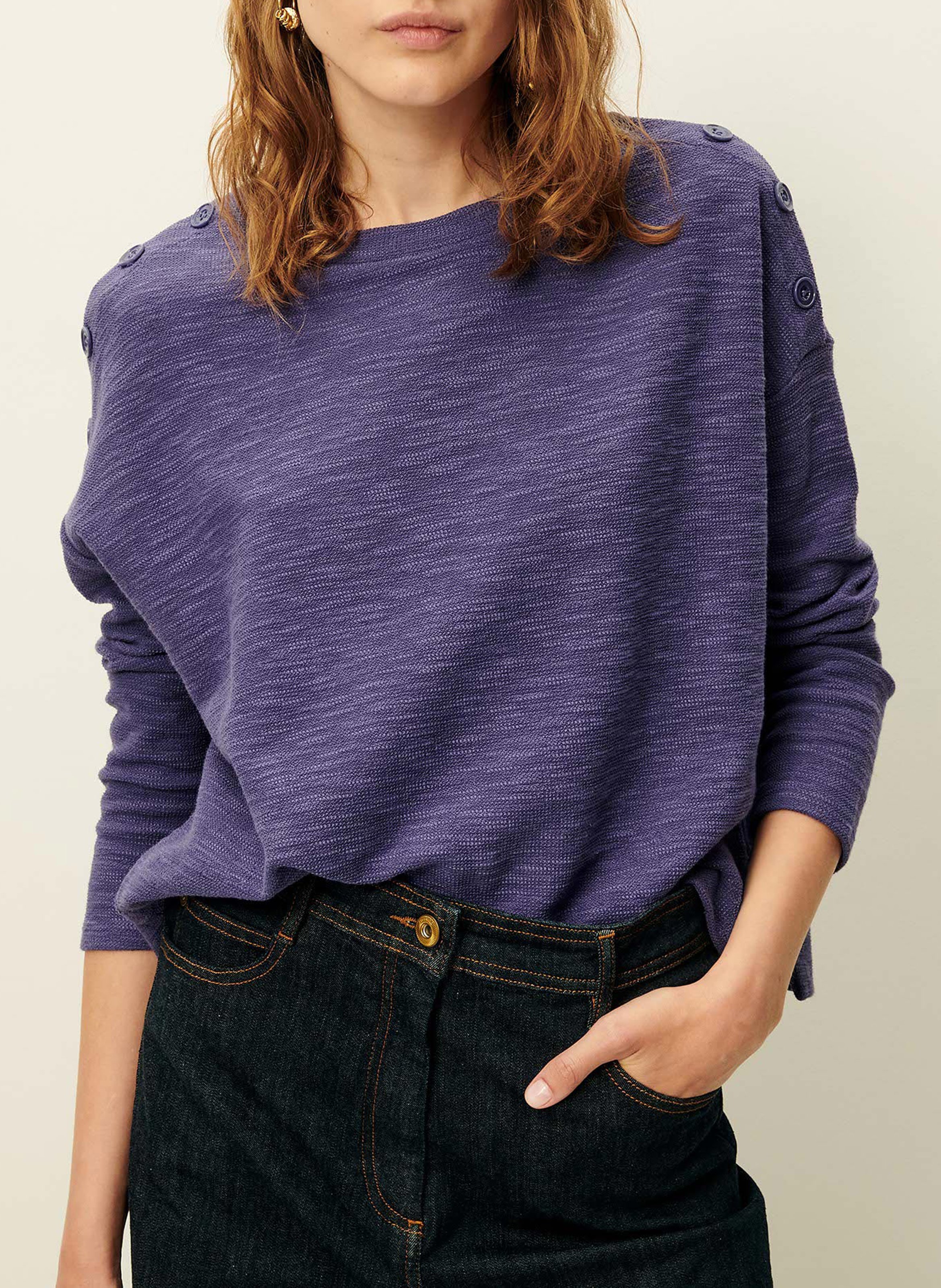 Pull col rond en coton mélangé SESSUN Bleu