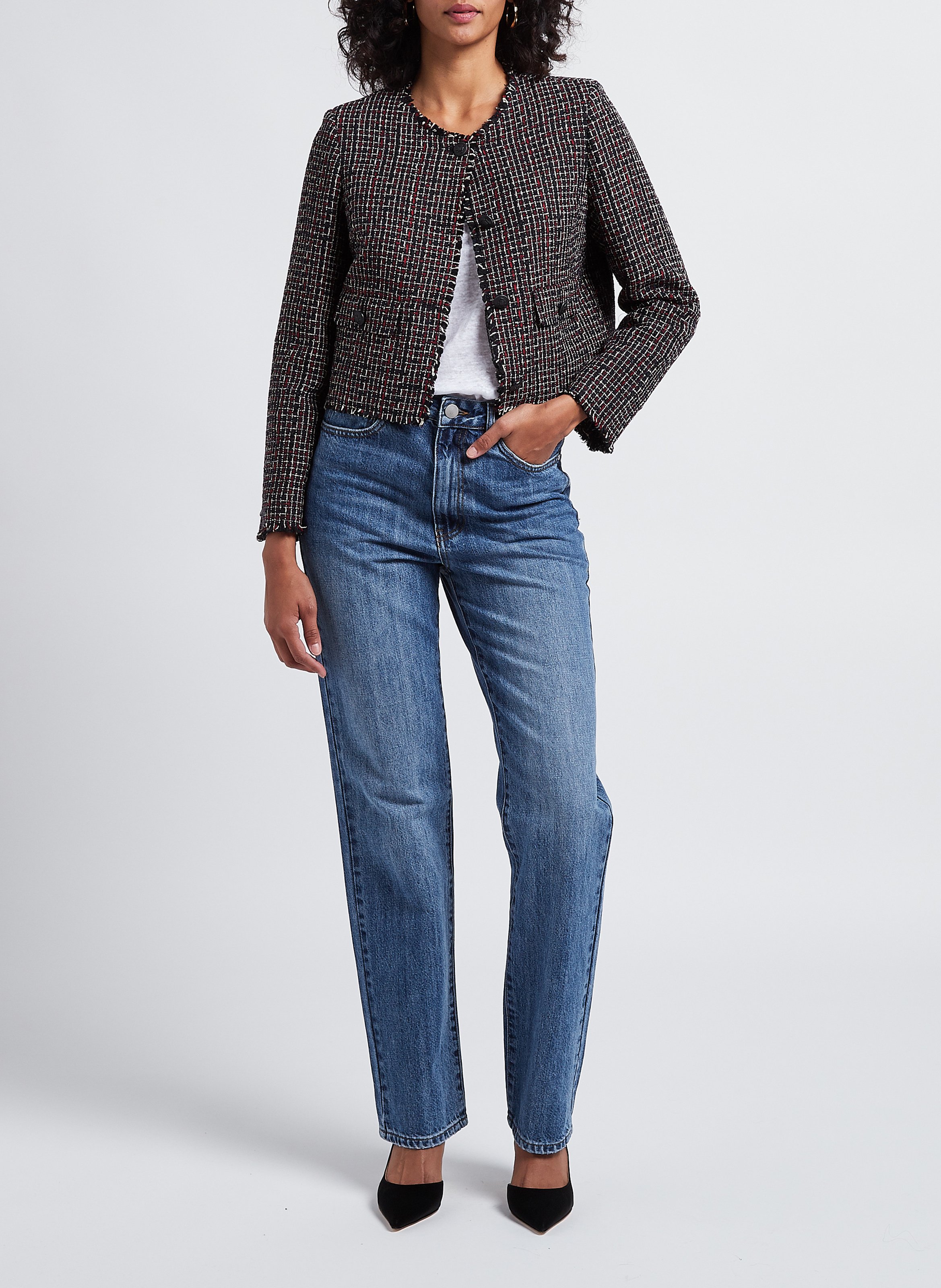 High-rise straight-leg cotton jeans VILA Blue