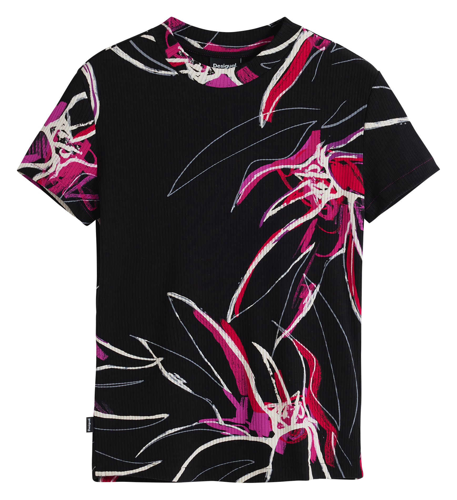 Tee-shirt col rond imprimé DESIGUAL Noir