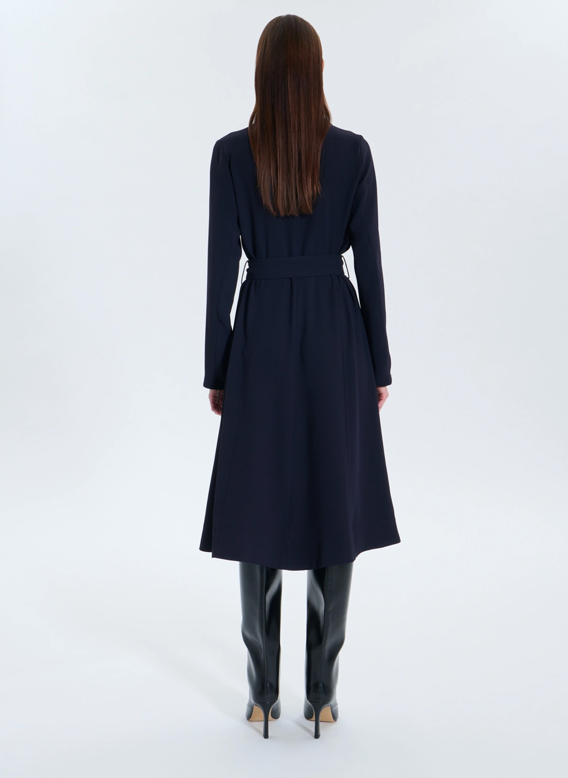 Fitted long dress with classic collar ZAPA Blue