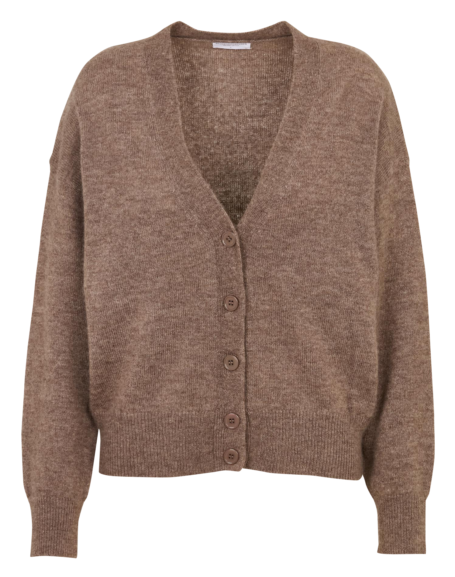 Gilet ample col V en laine, soie et cachemire MAJESTIC FILATURES Beige