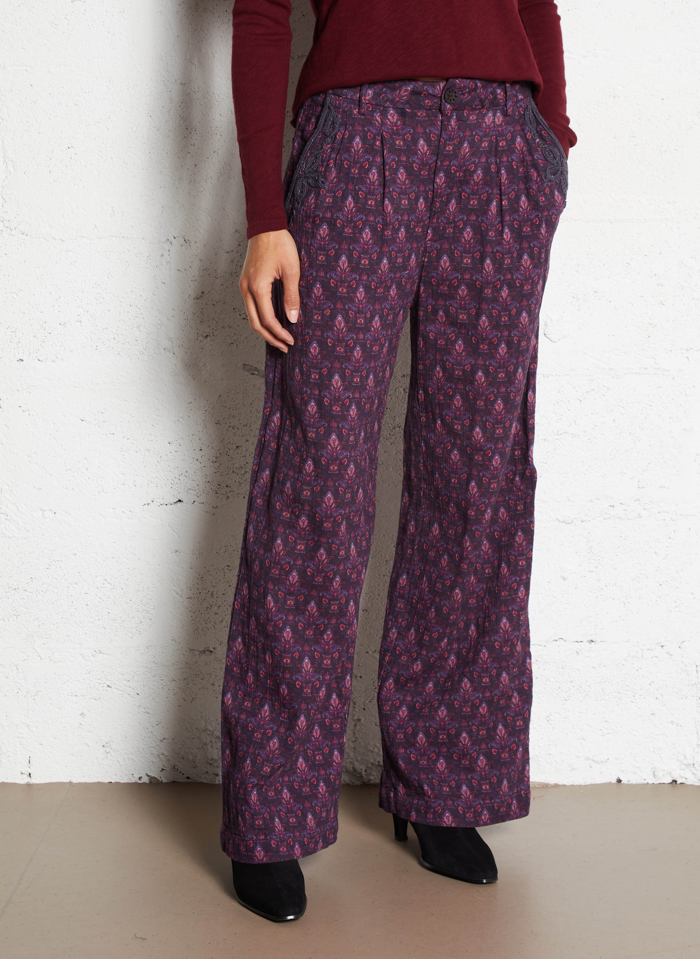Pantalon large en coton MAISON HOTEL Violet