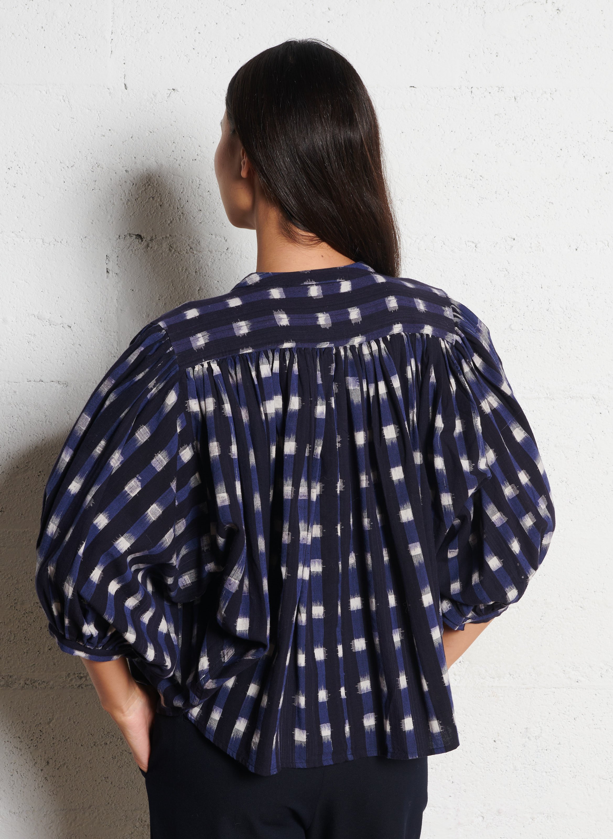 Ruimvallende, katoenen blouse met Maokraag BELLEROSE Grijs