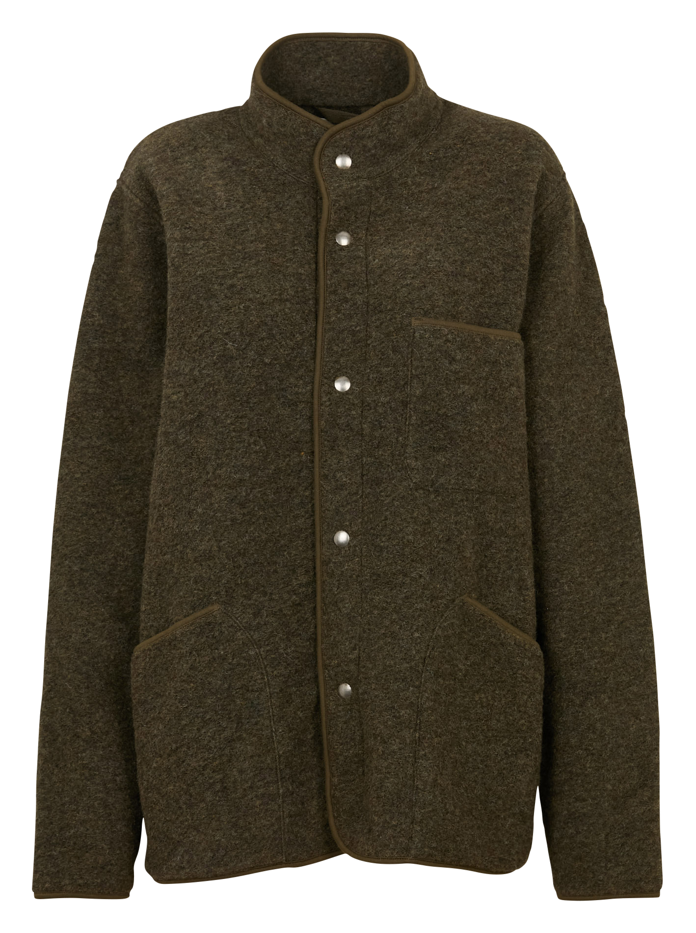 Veste droite col montant en laine mélangée HARTFORD Kaki