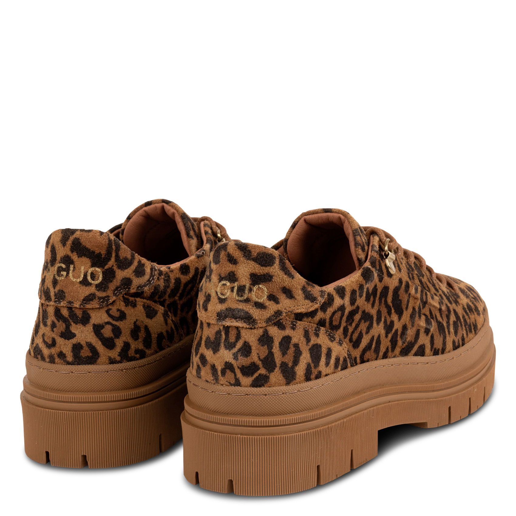Leoparden-Sneaker mit Profilsohle aus Leder FAGUO Braun