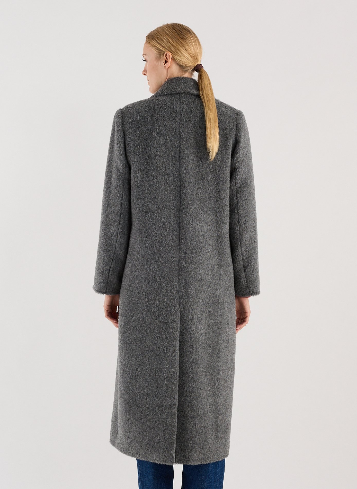 Manteau long col tailleur en laine mélangée SAISON 1865 Gris