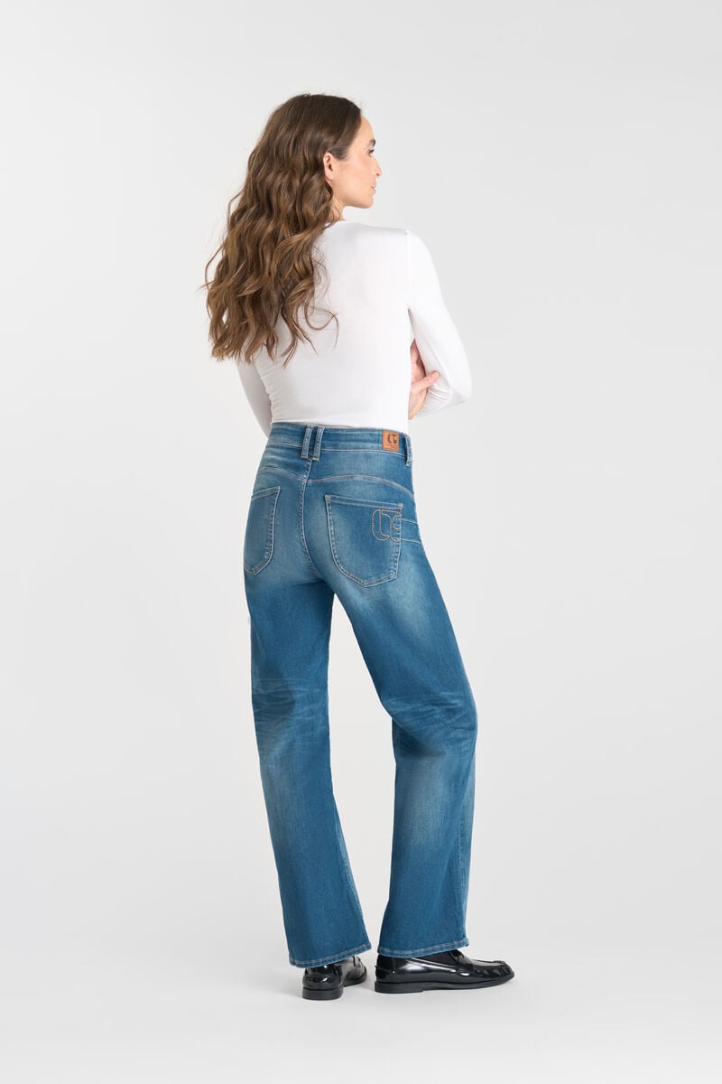High-waisted wide leg flare jeans, 7/8 length, 34 inseam LE TEMPS DES CERISES Blue