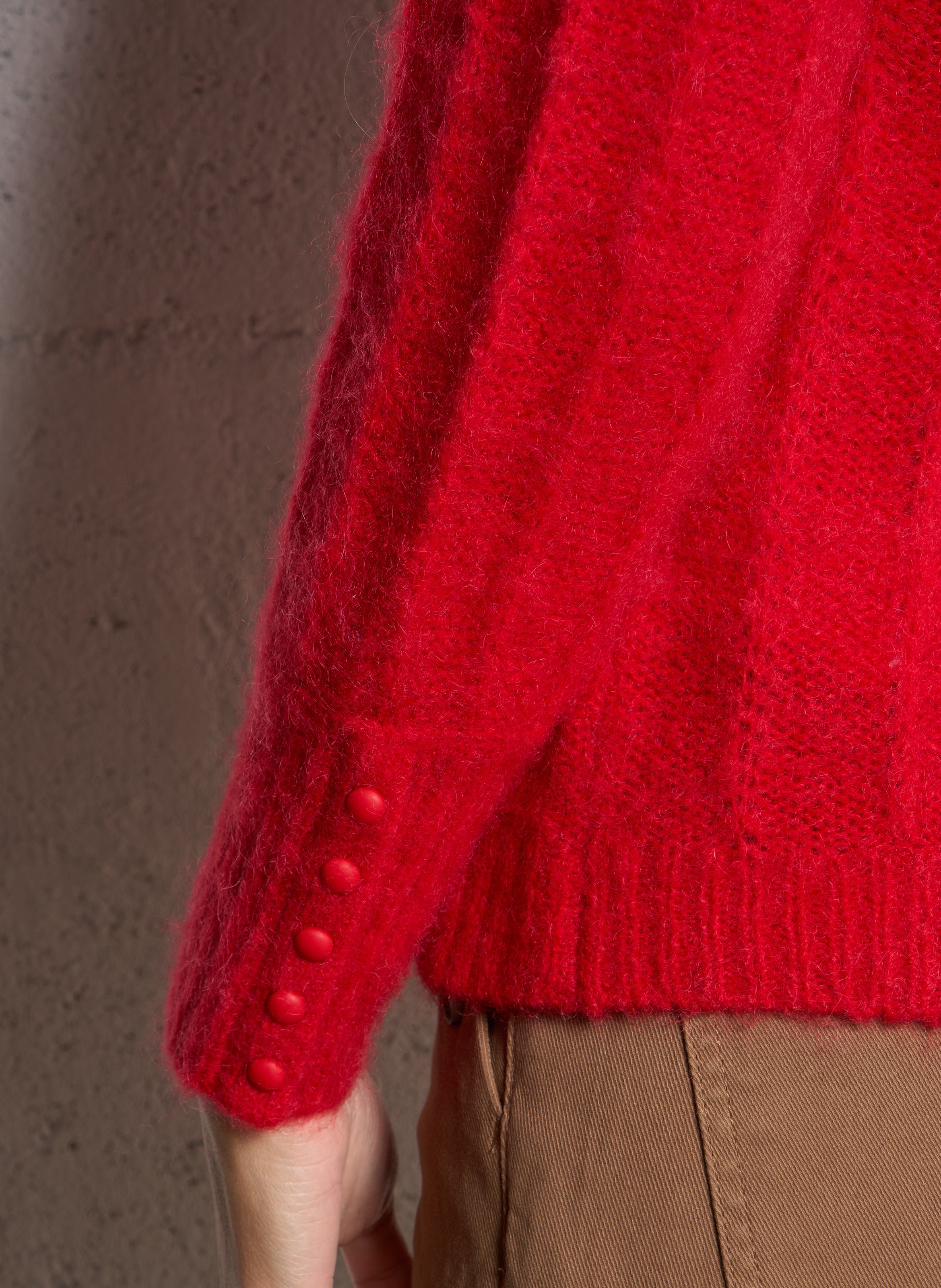 Pull droit uni en laine mélangée SUD EXPRESS Rouge