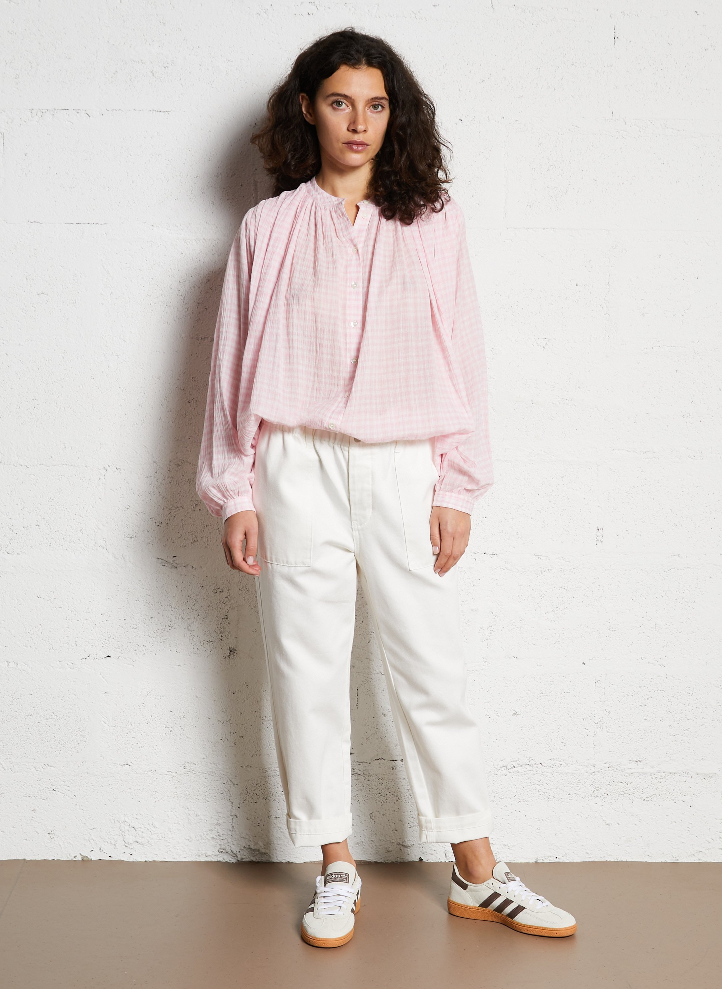 Chemise oversize col mao en coton JC SOPHIE Rose