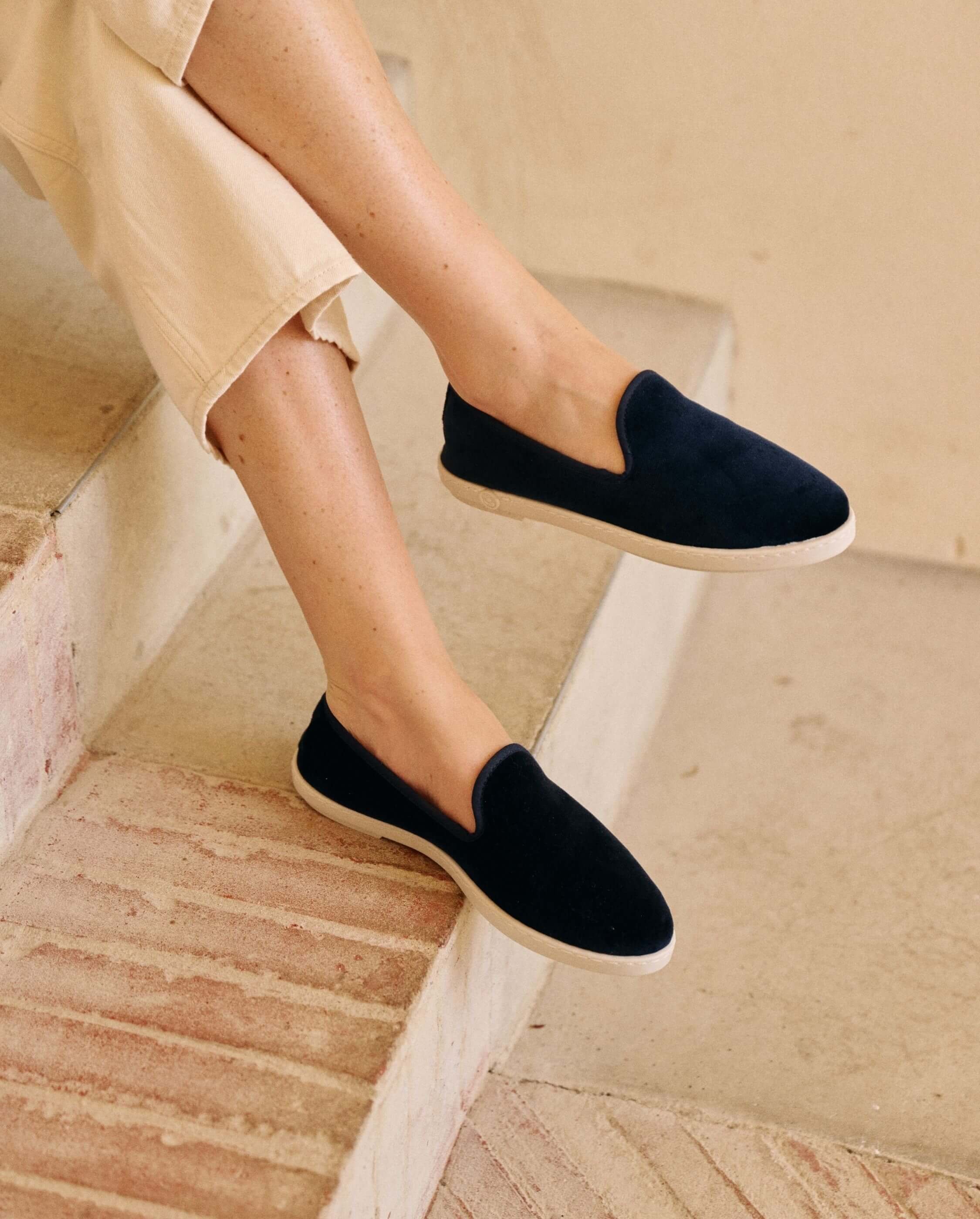 Women's velvet slippers, navy ANGARDE Blue