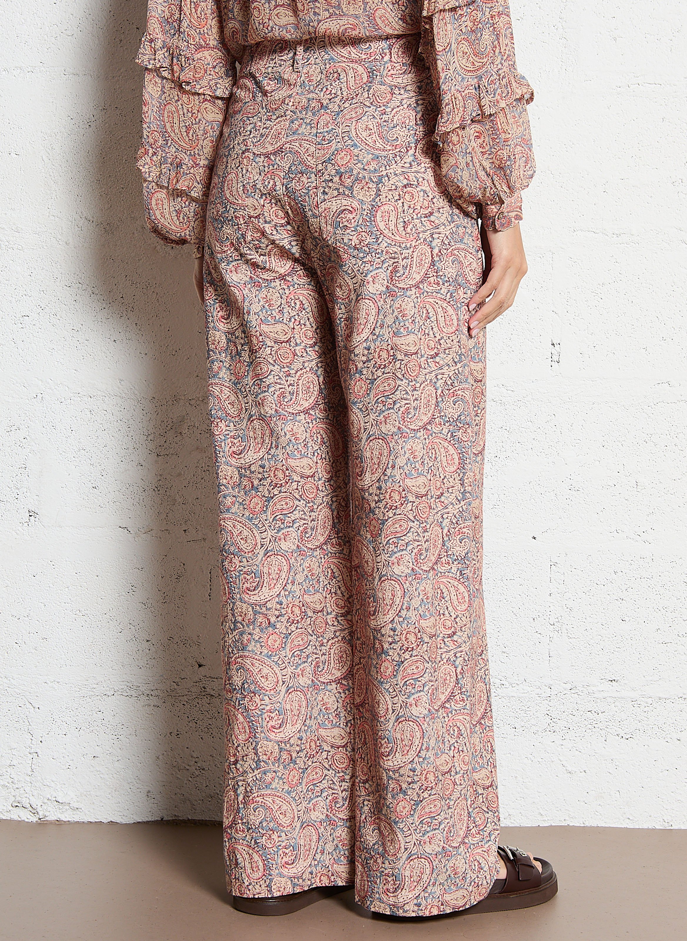 Pantalon large en coton imprimé MAISON HOTEL Rose