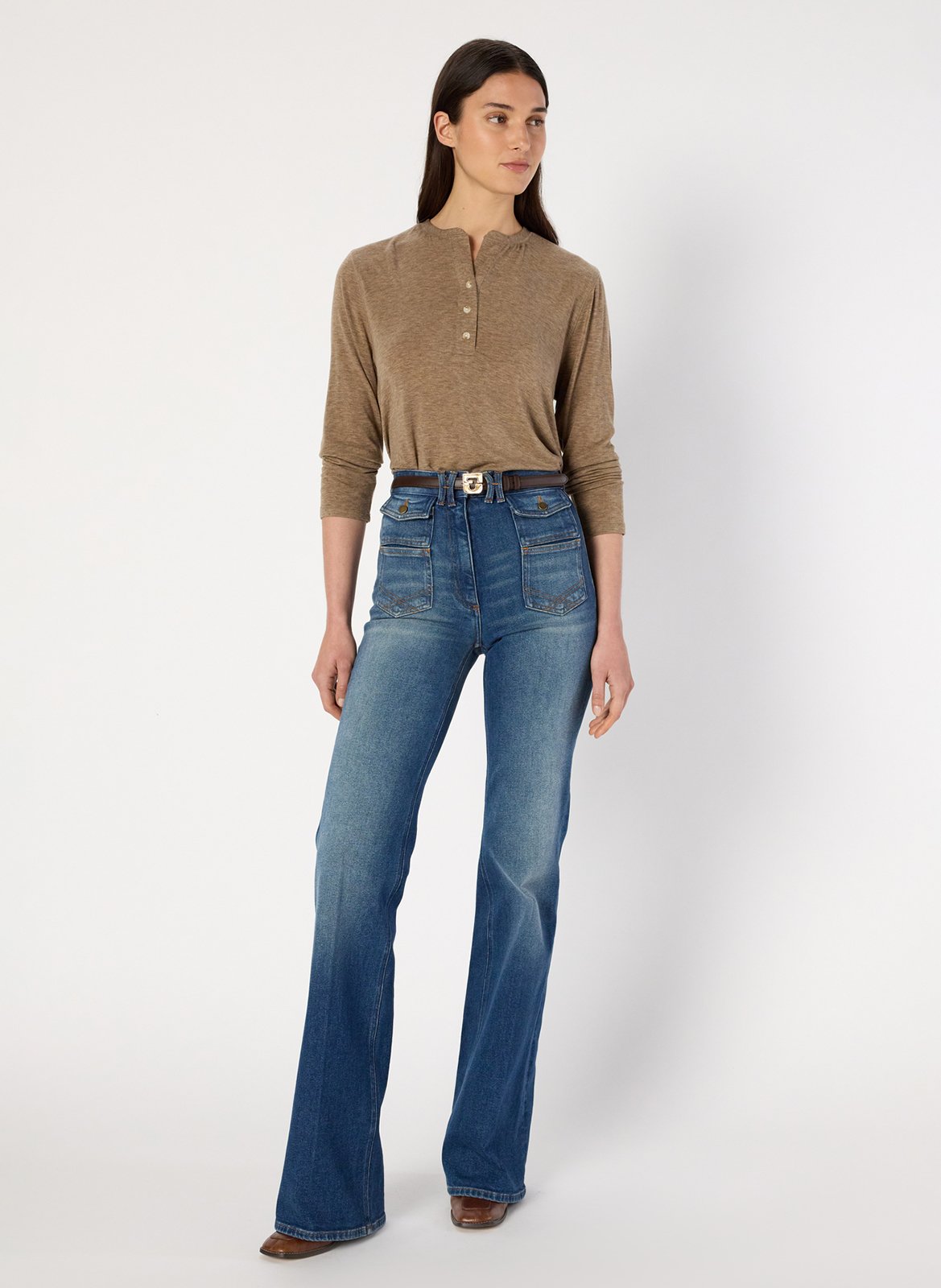 Tee-shirt droit en maille fine GERARD DAREL Marron