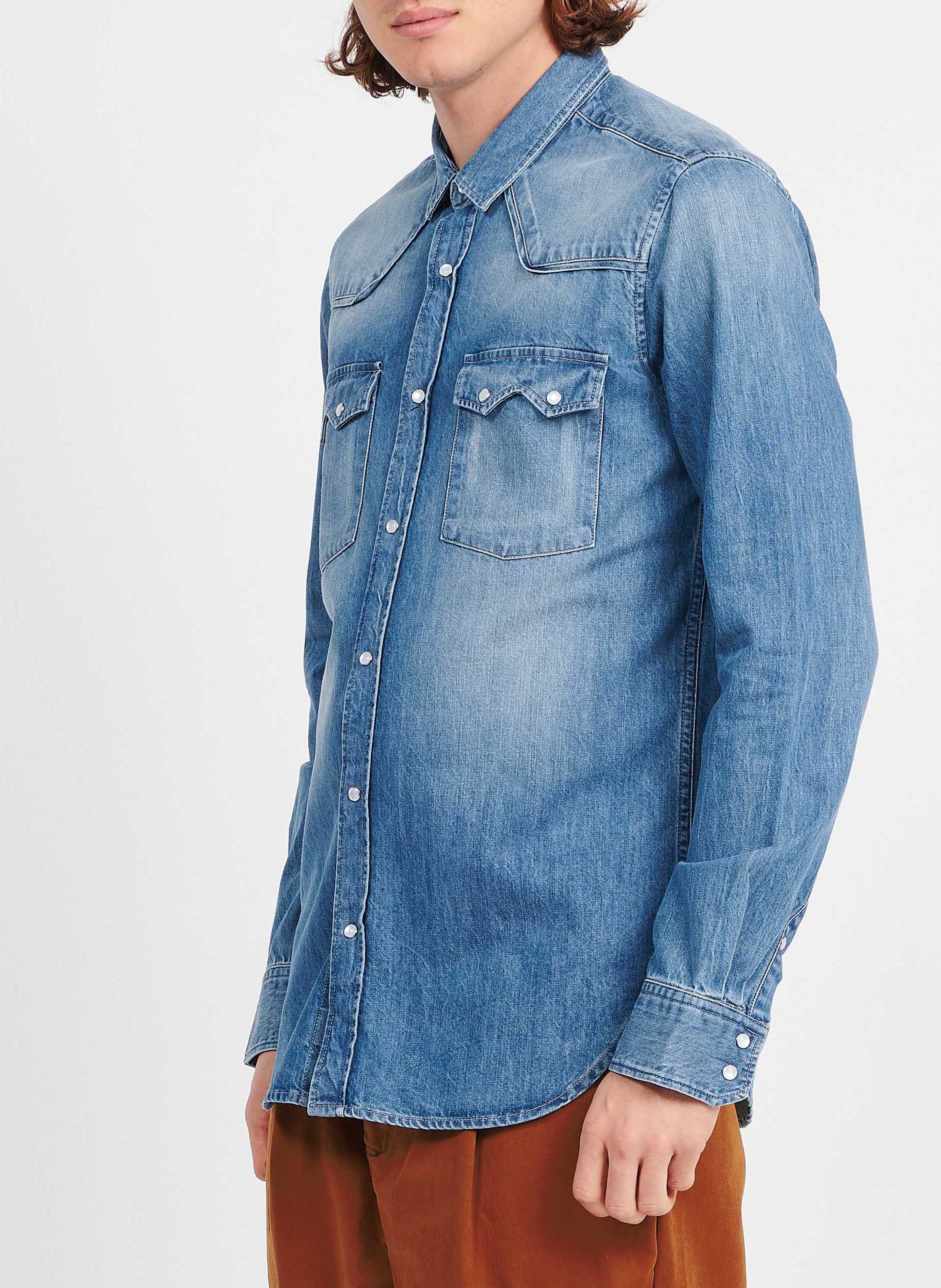 Chemise col classique en coton  ATELIER PRIVE Bleu