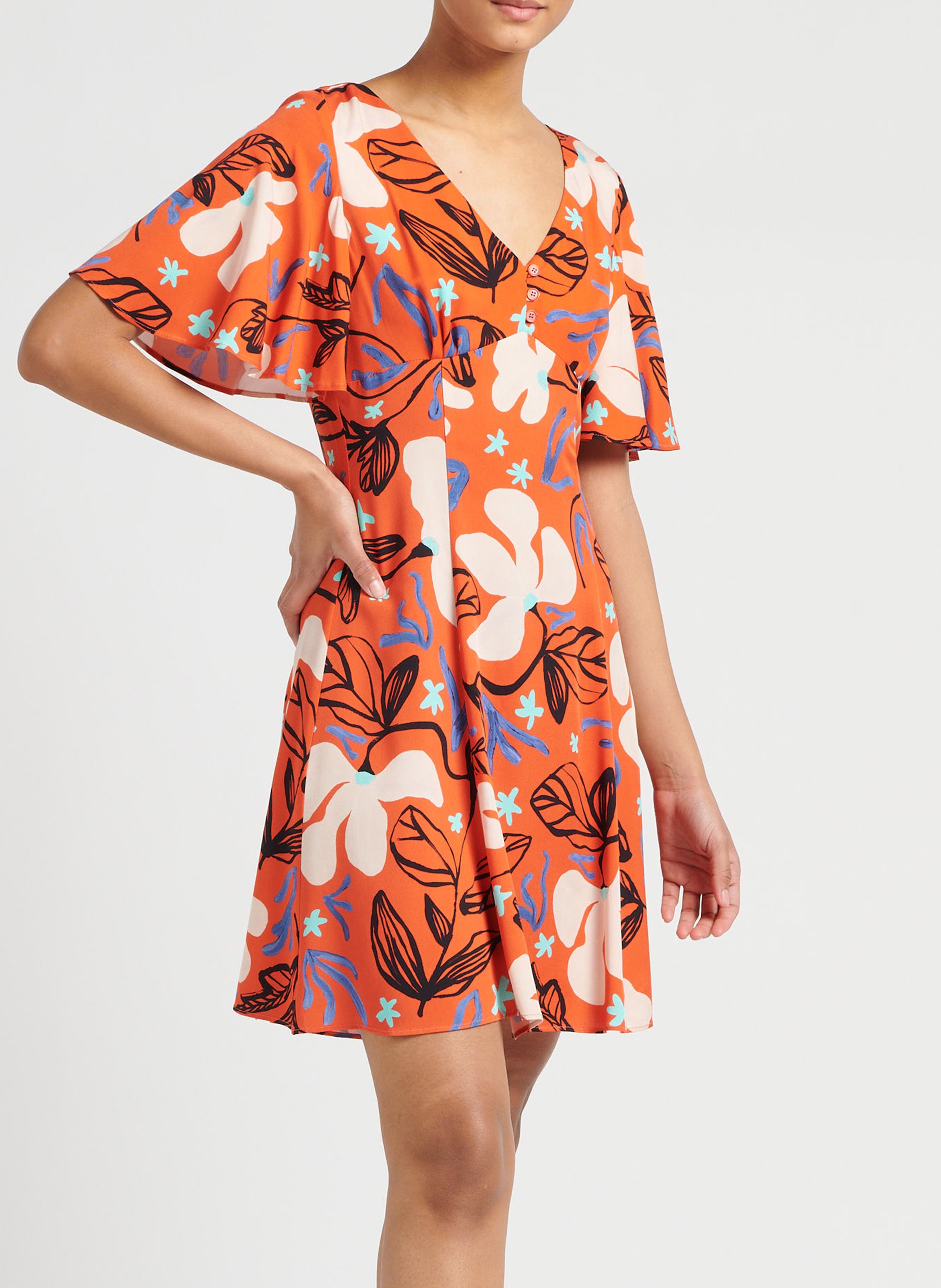Korte jurk met V-hals en print PAUL SMITH Rood