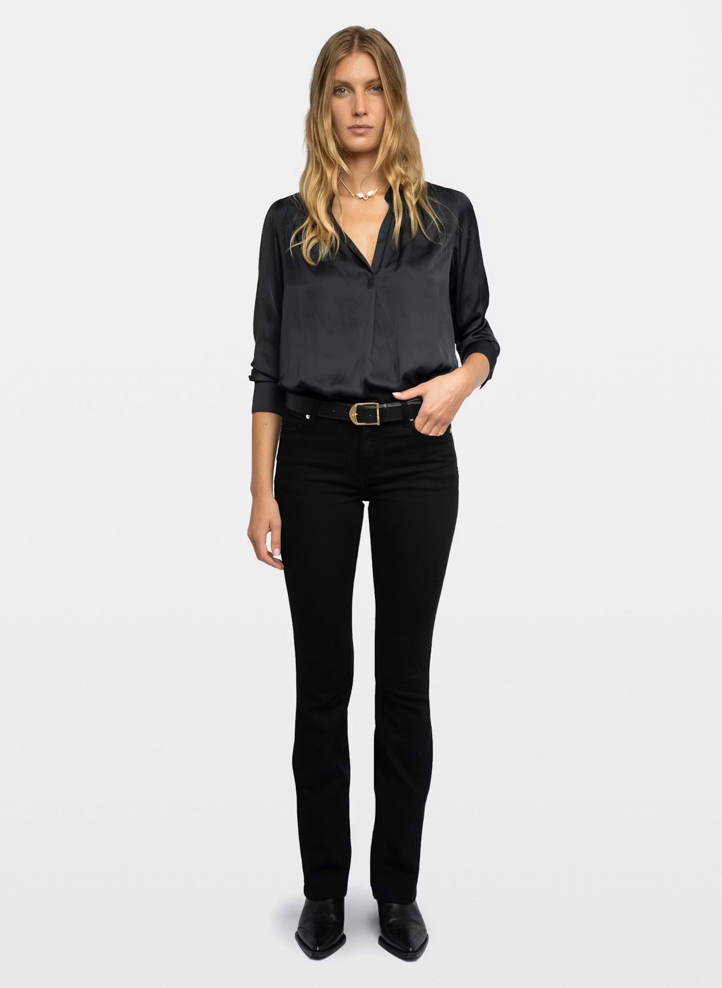 Blouse droite col V ZADIG&VOLTAIRE Noir