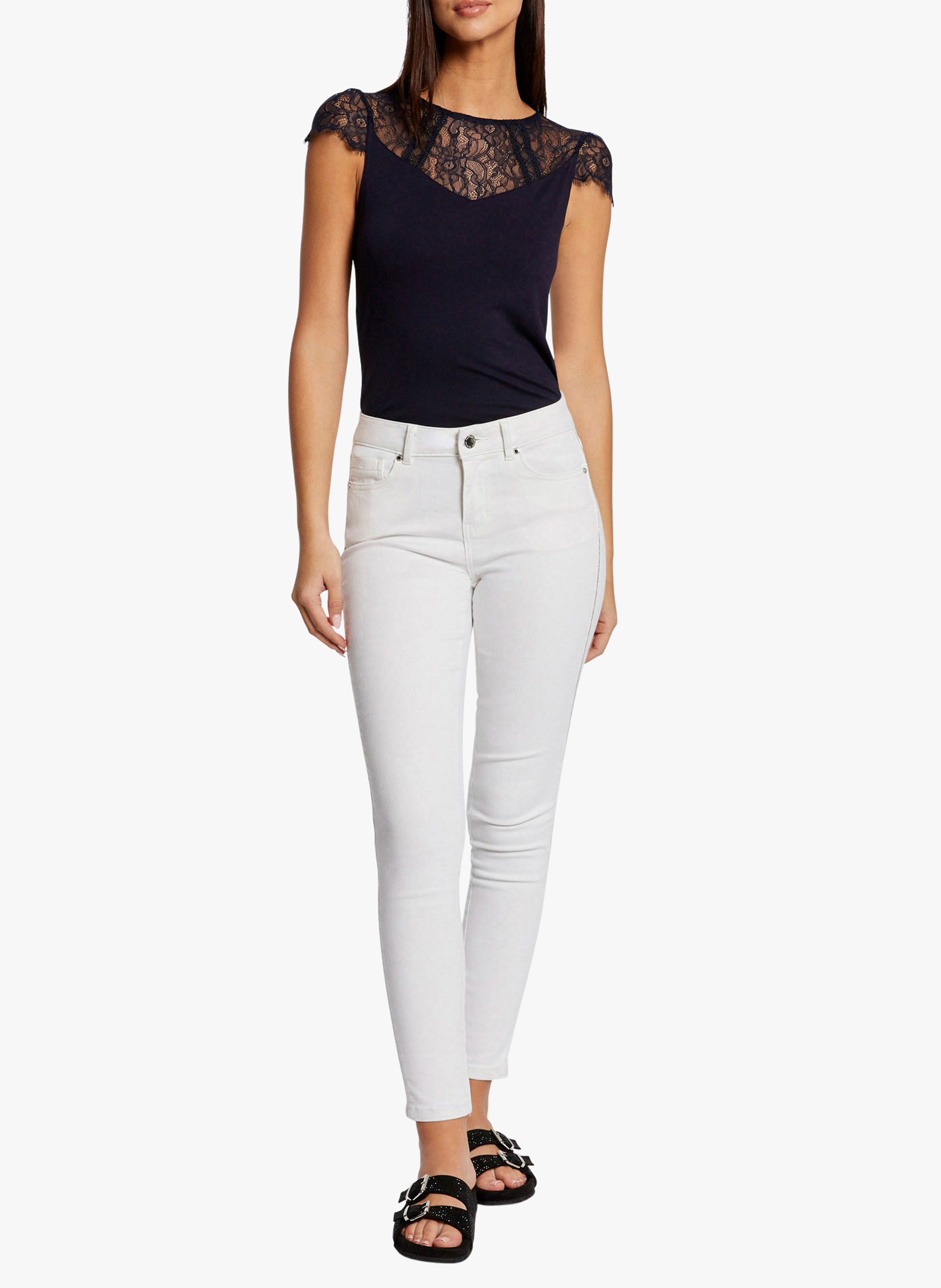 Round-neck lace top MORGAN Blue