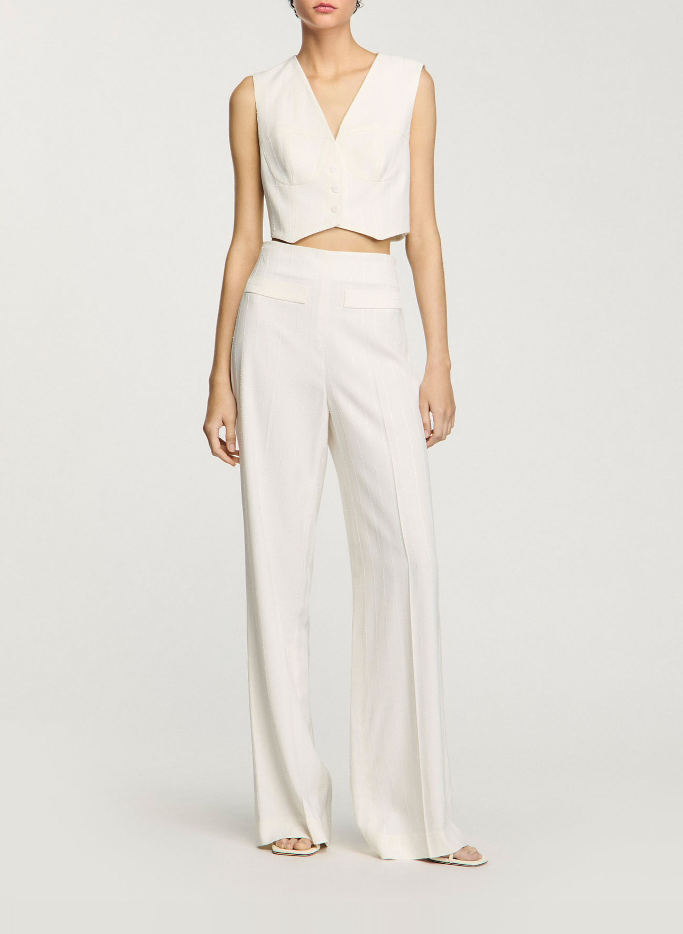 Gestreept colbert met pailletten SANDRO Beige