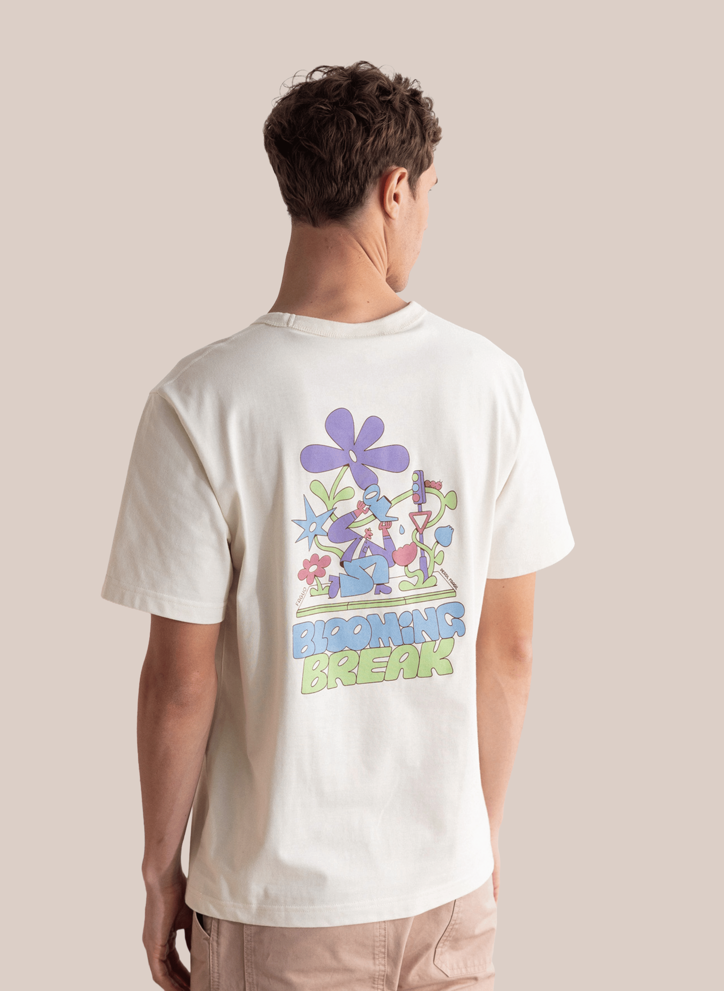 Tee-shirt oversize en coton et coton recyclé FAGUO Beige