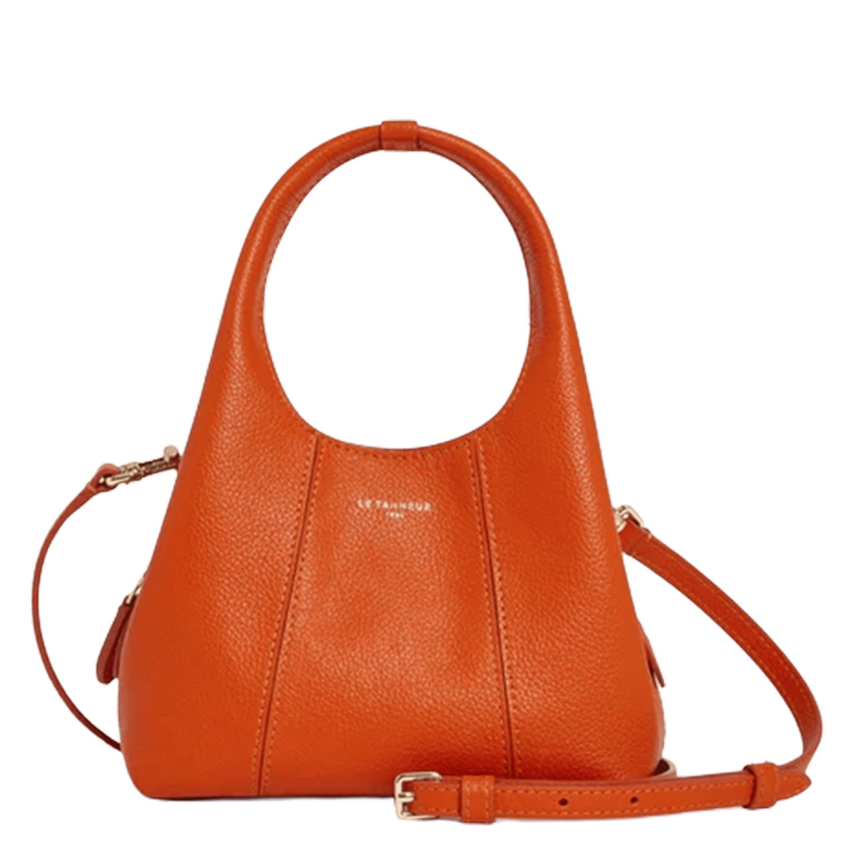 Kleine einfarbige Lederhandtasche LE TANNEUR Orange