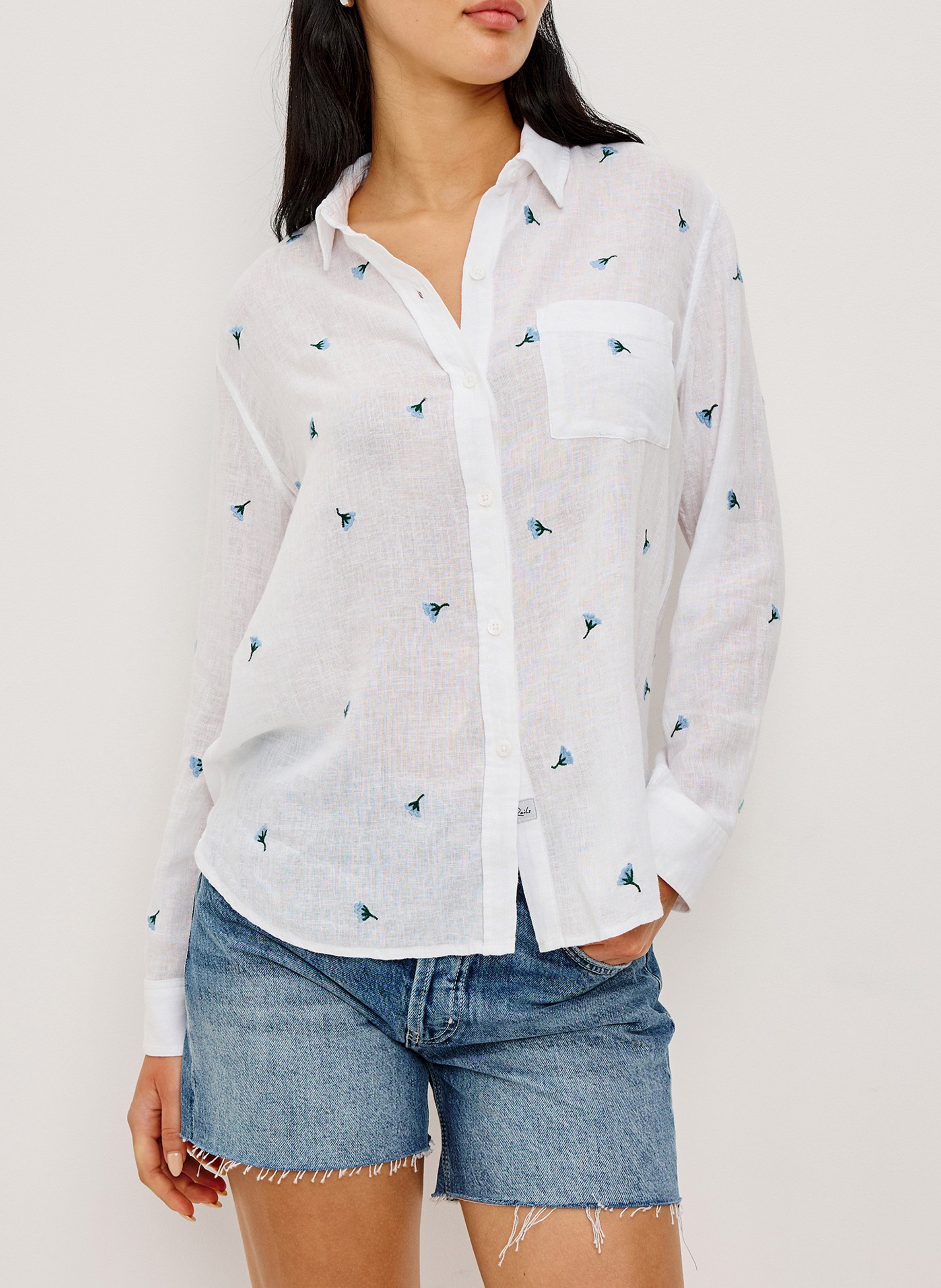 Striped linen blend shirt RAILS White