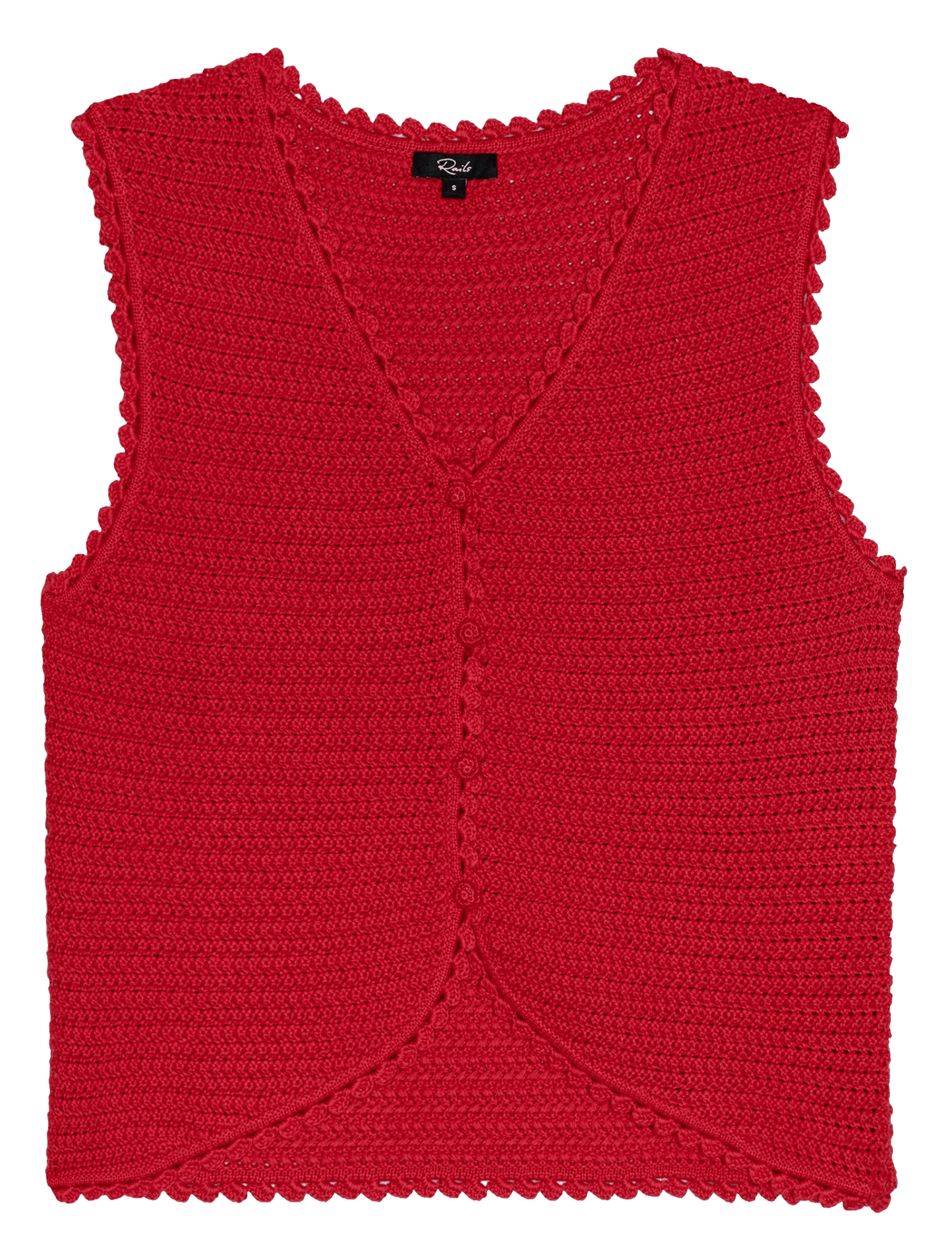 Recht, katoenen vest met V-hals RAILS Rood