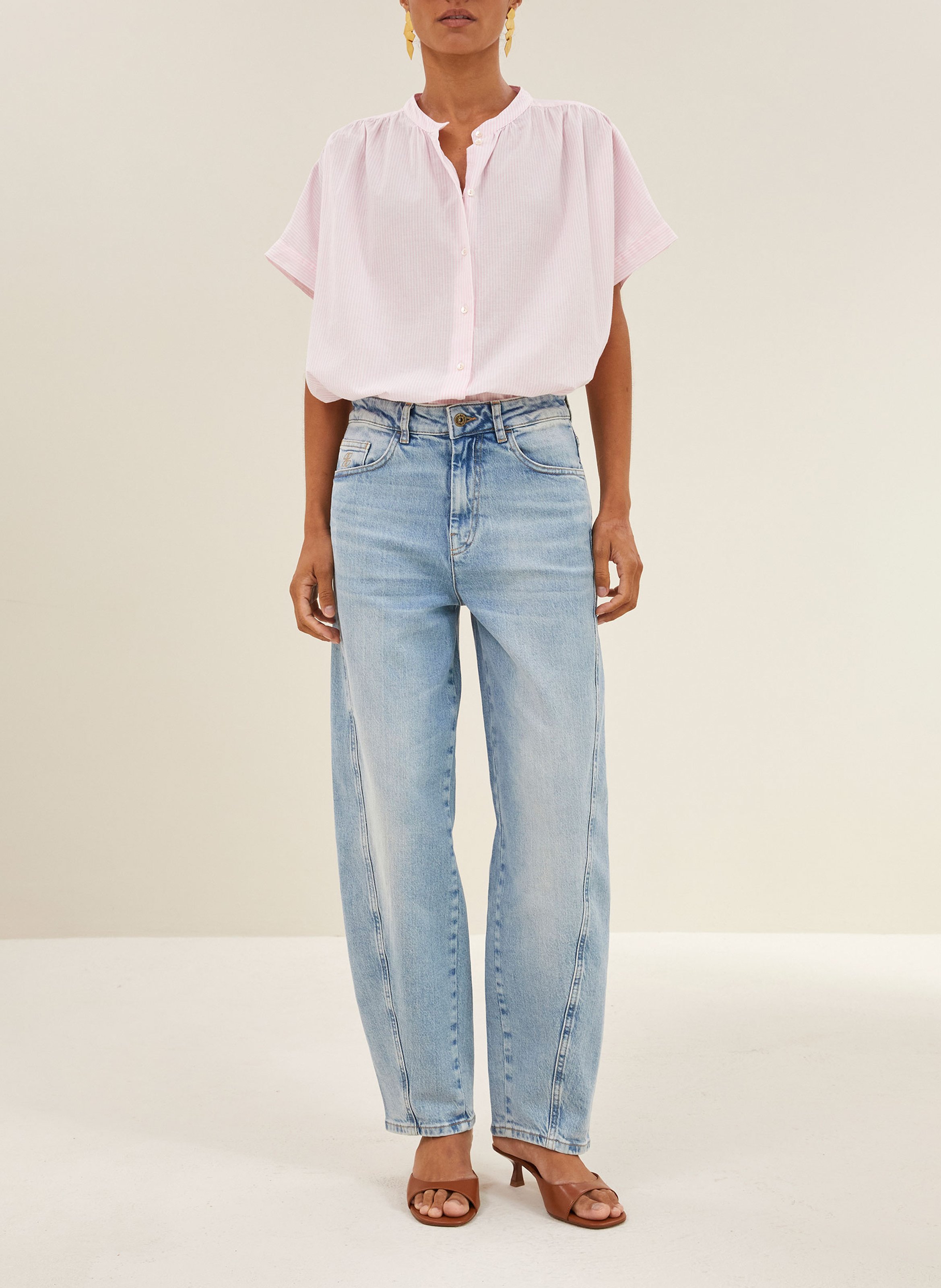 Rundhals-Hemd mit Print BY BAR Rosa