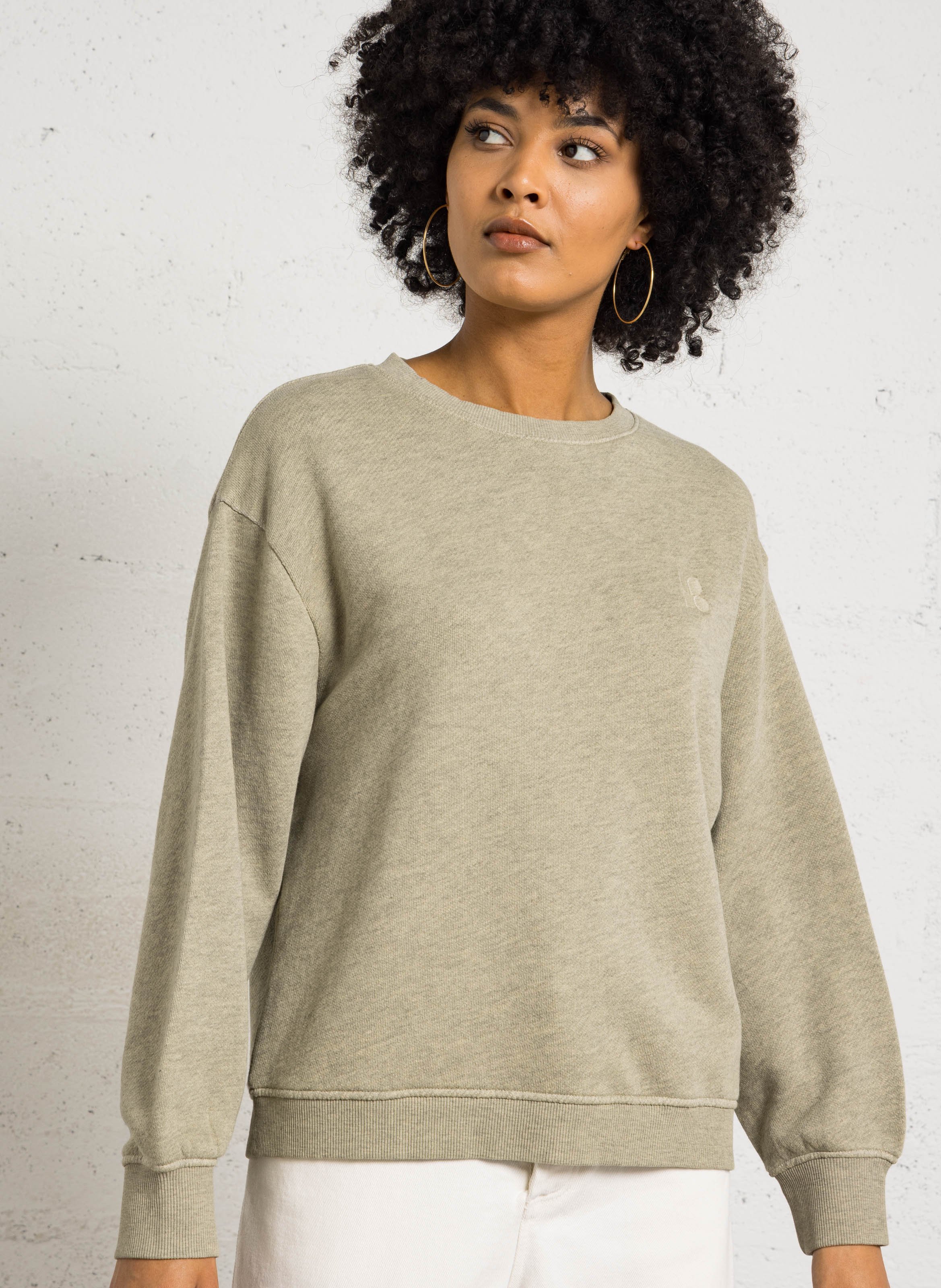 Oversized marled sweatshirt with monogram embroidery MAISON 123 Green