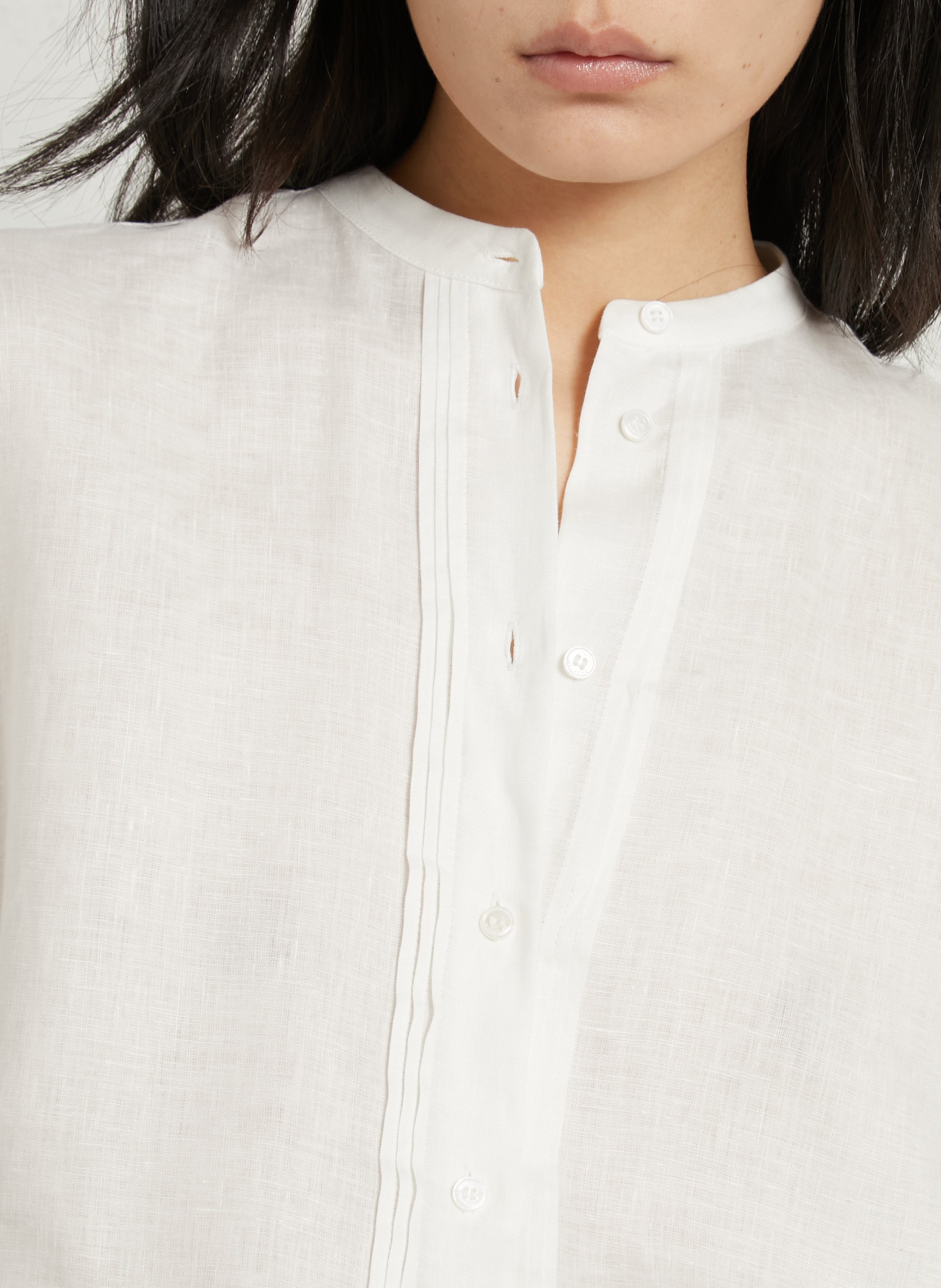 Oversized linnen blouse met ronde hals MAX MARA WEEK END Wit