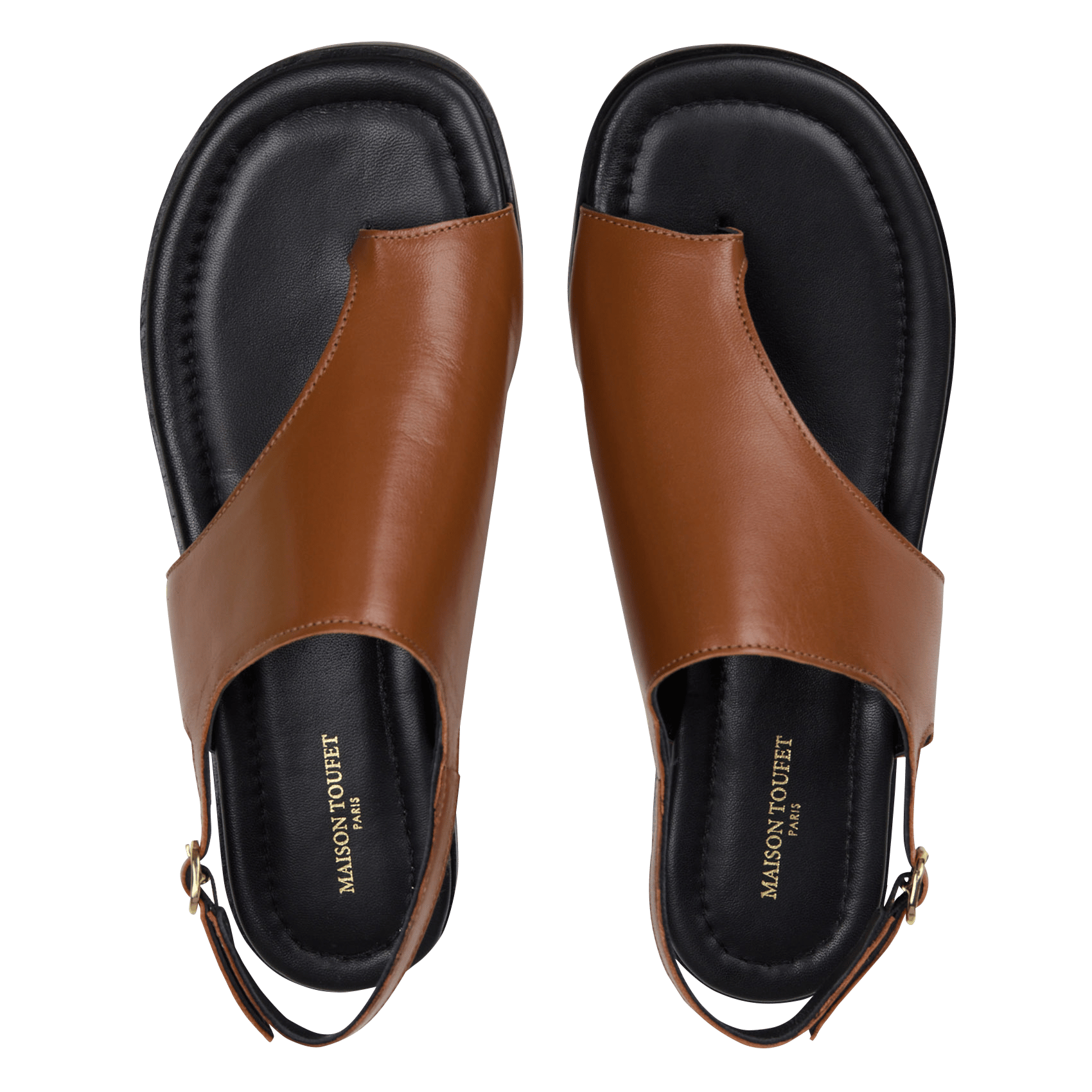 Avarca Berlin - Flache Ledersandalen mit Samt MAISON TOUFET Braun