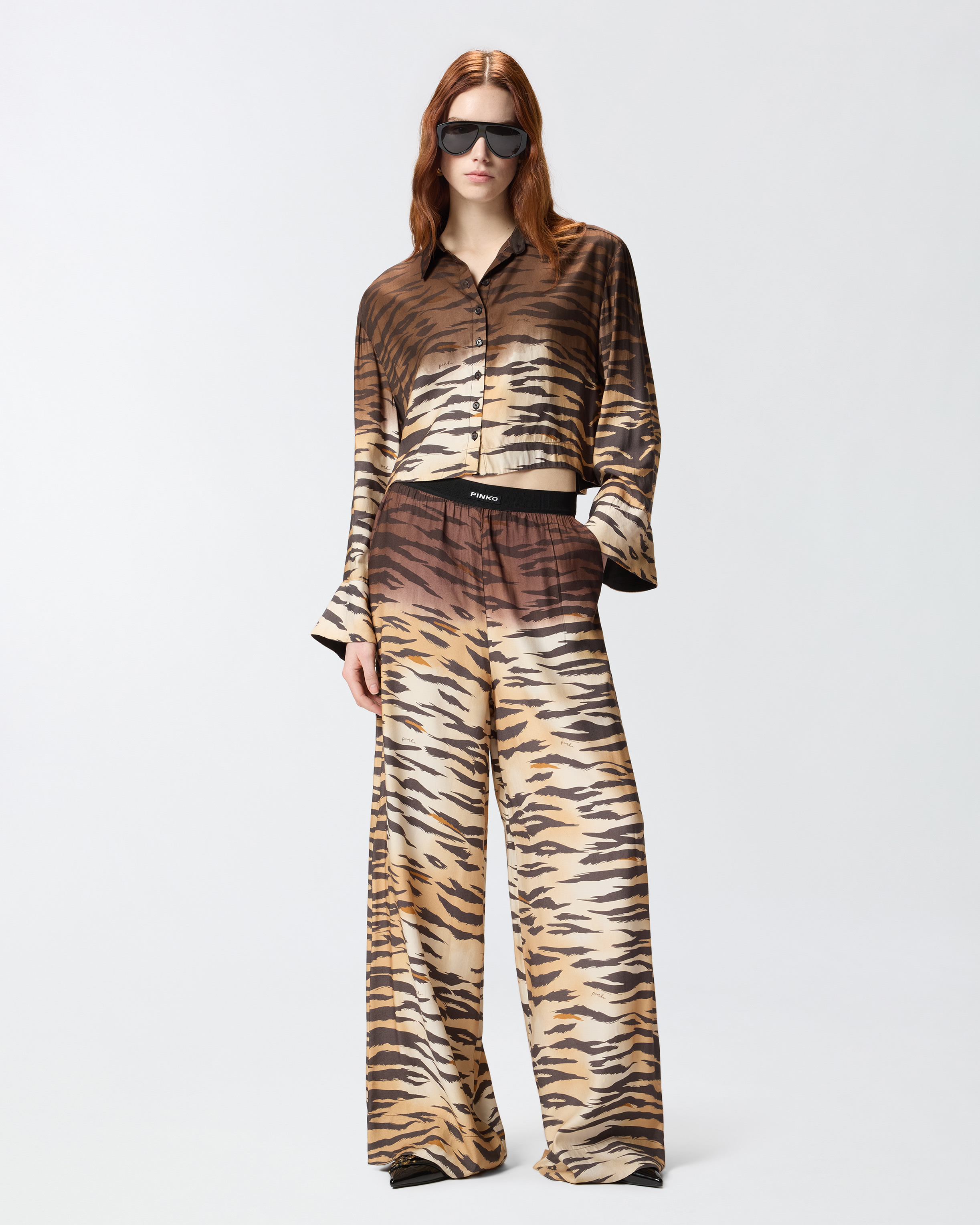 Pantalon fluide à imprimé tigré PINKO Multicolore