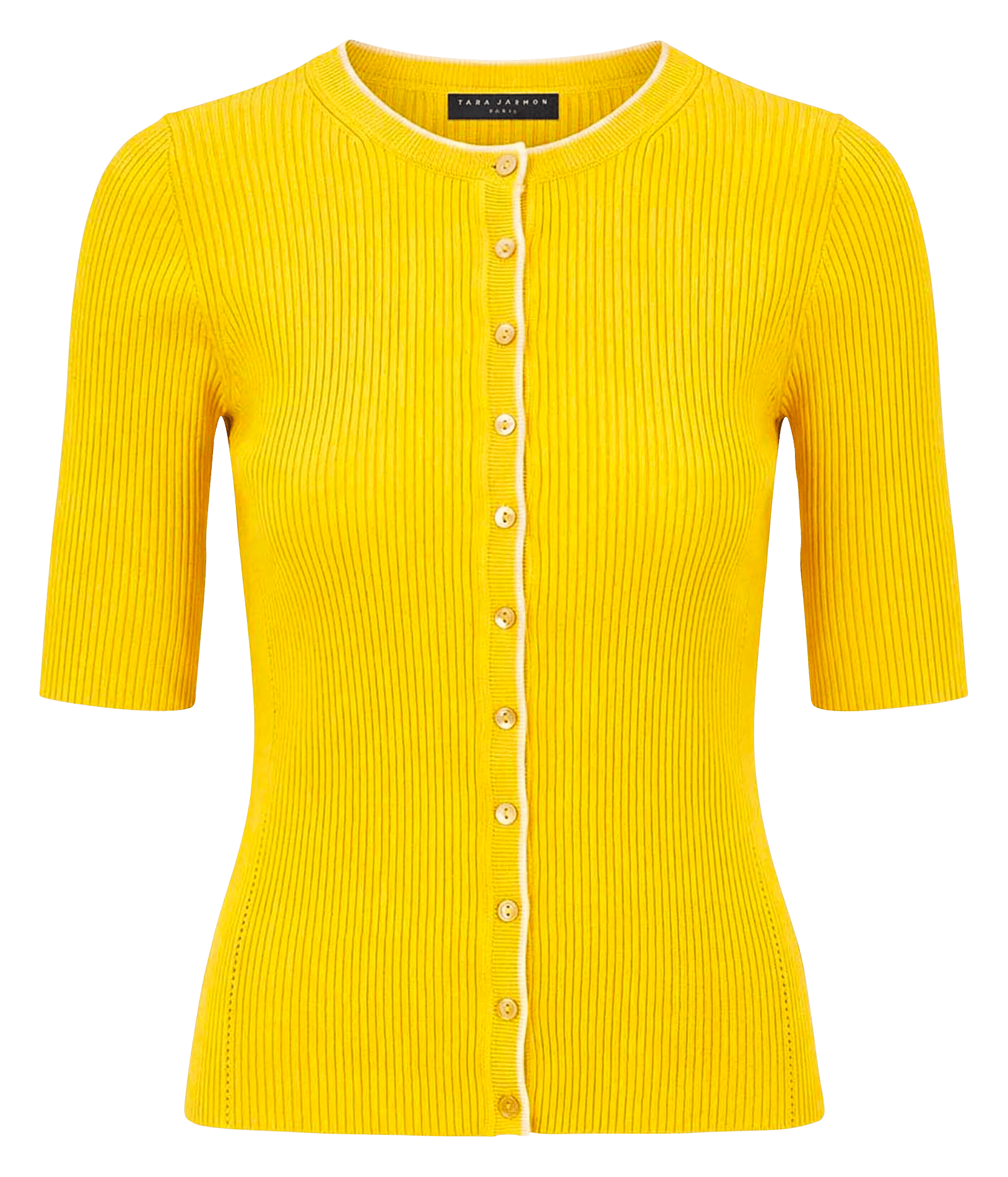 Gilet ajusté col rond en maille TARA JARMON Jaune