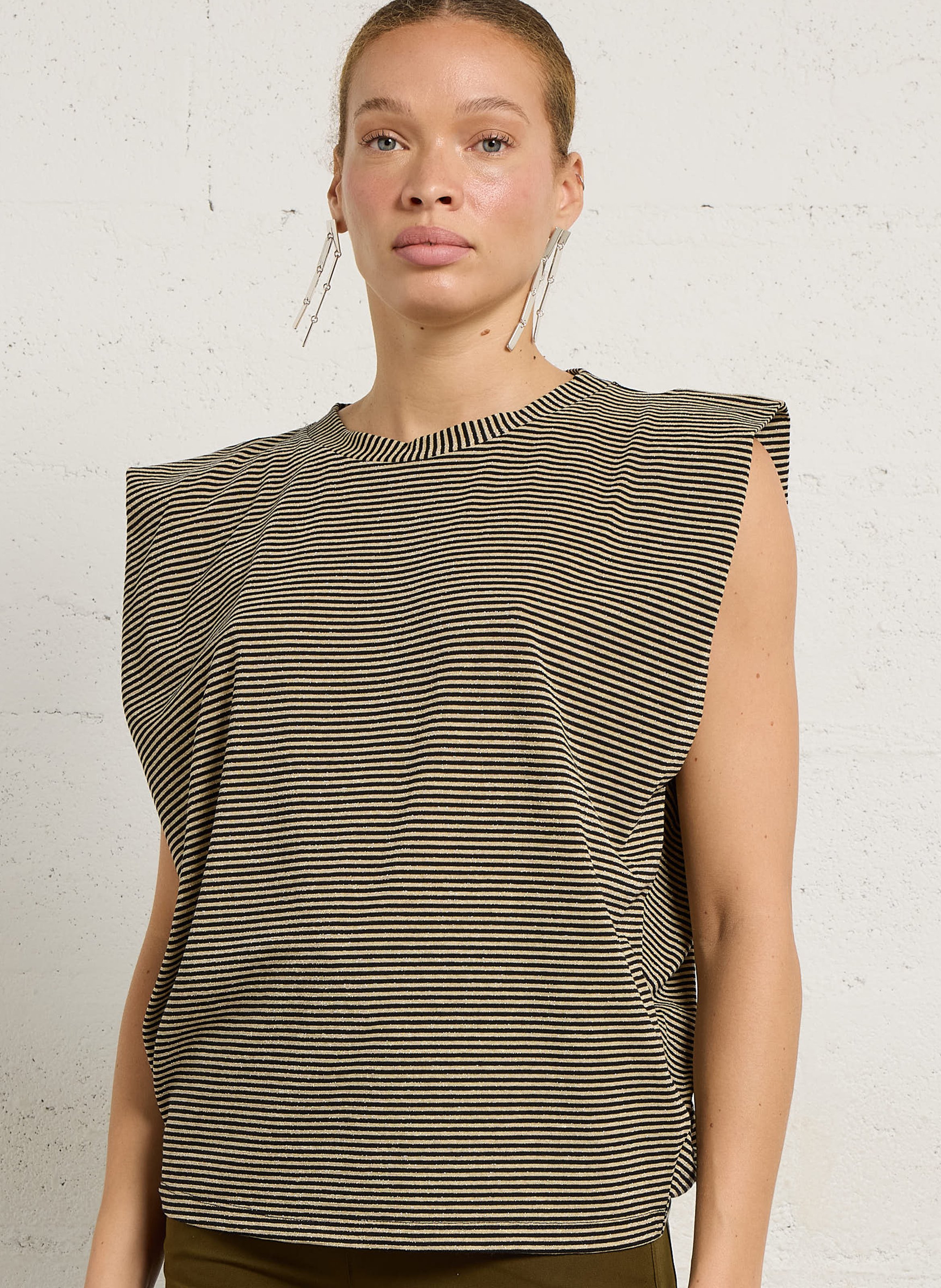 Oversized Striped Knit Top MOMONI Black