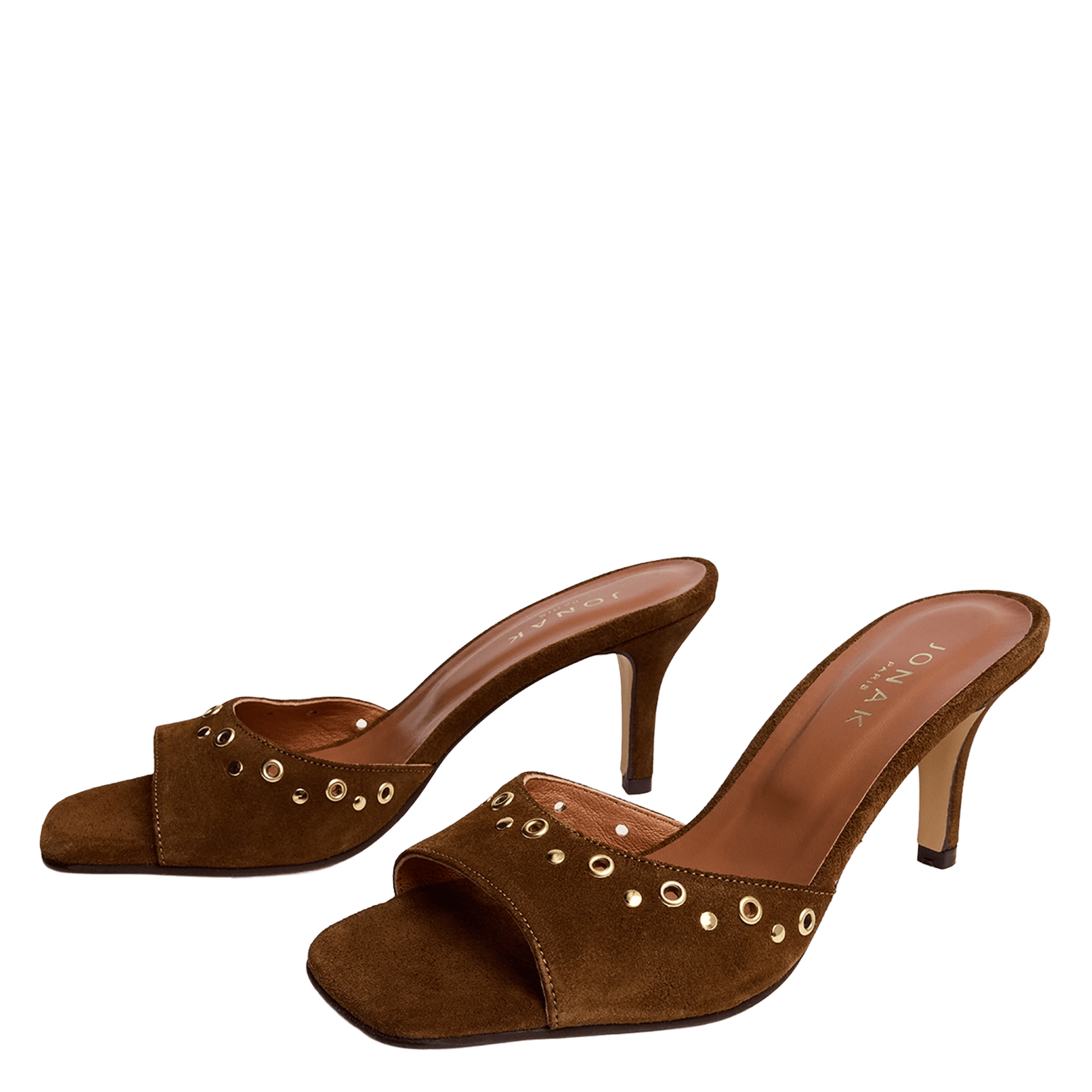 Mules de piel con tacón JONAK Marron