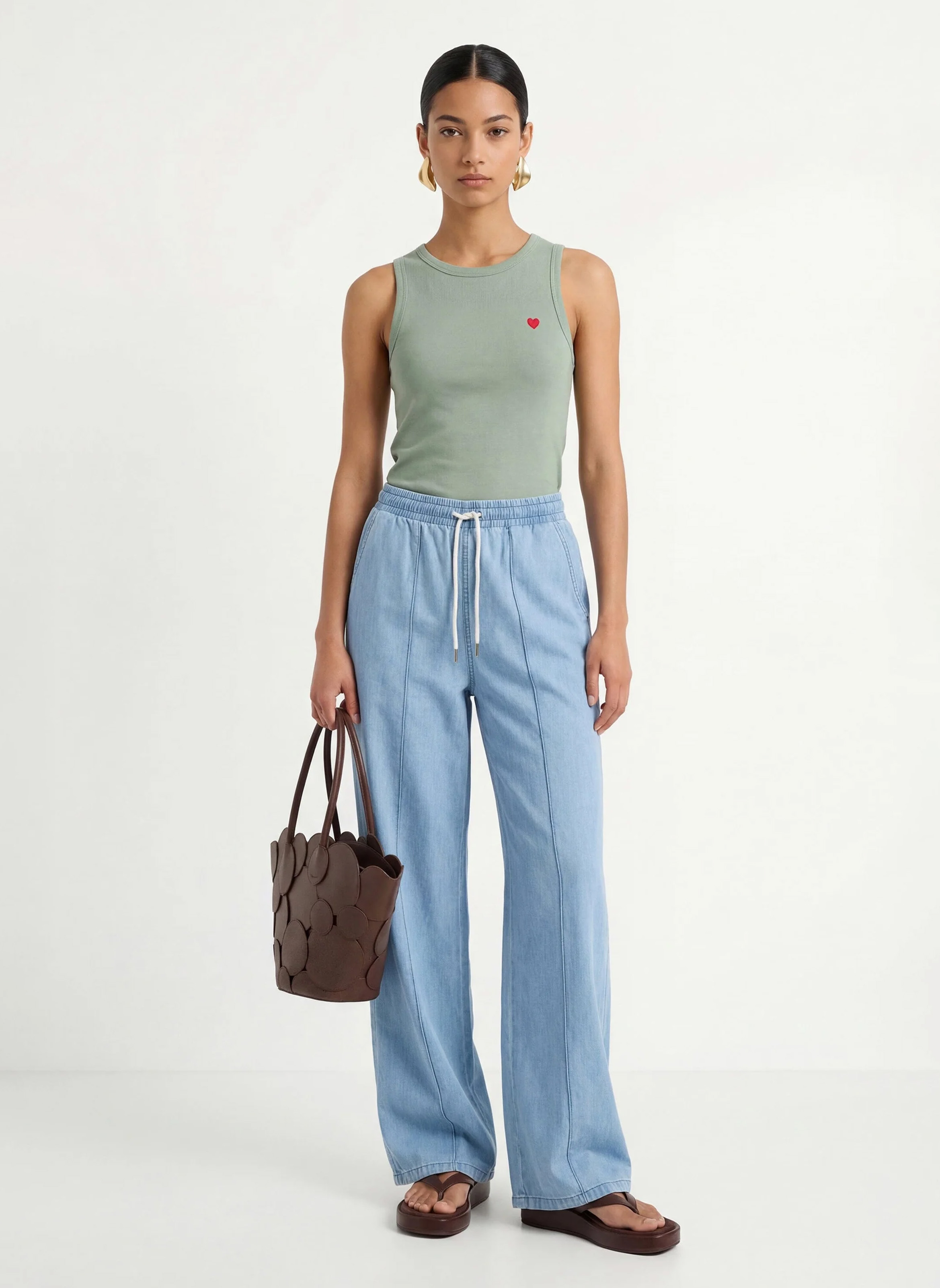 Pantalon droit en coton KOOKAI Bleu