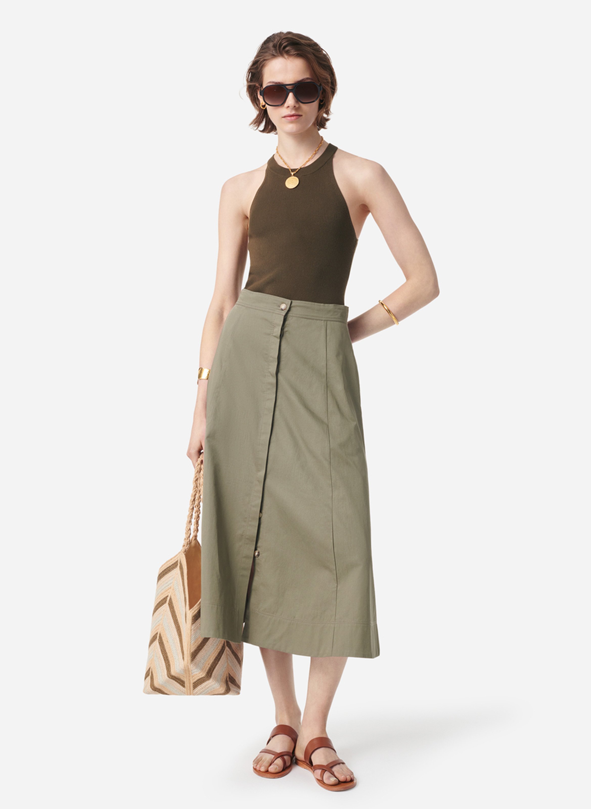 Midi-A-Linie-Rock in Uni VANESSA BRUNO Grun