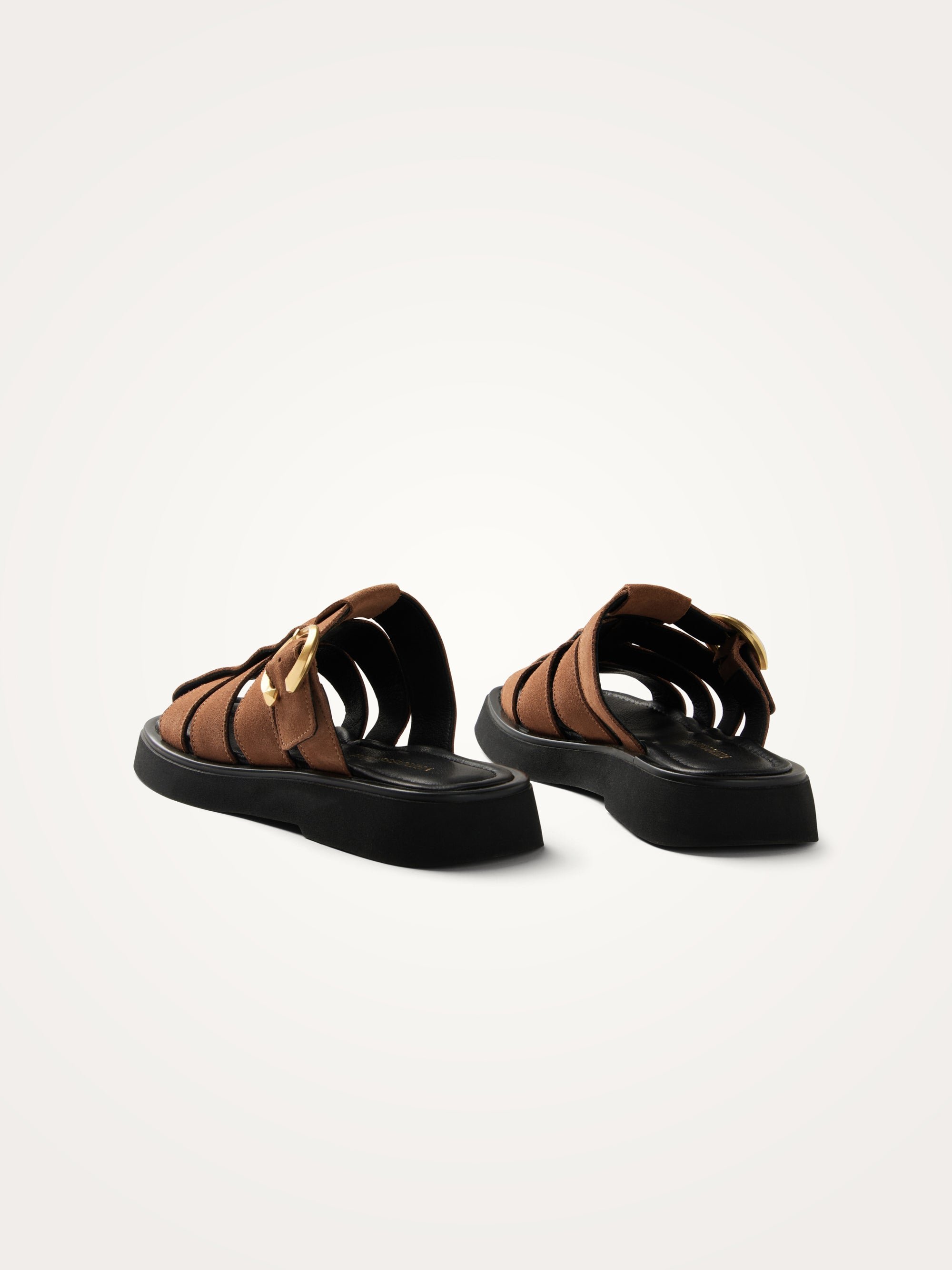 Flat multi-strap leather mules with metallic effect VANESSA WU Brown