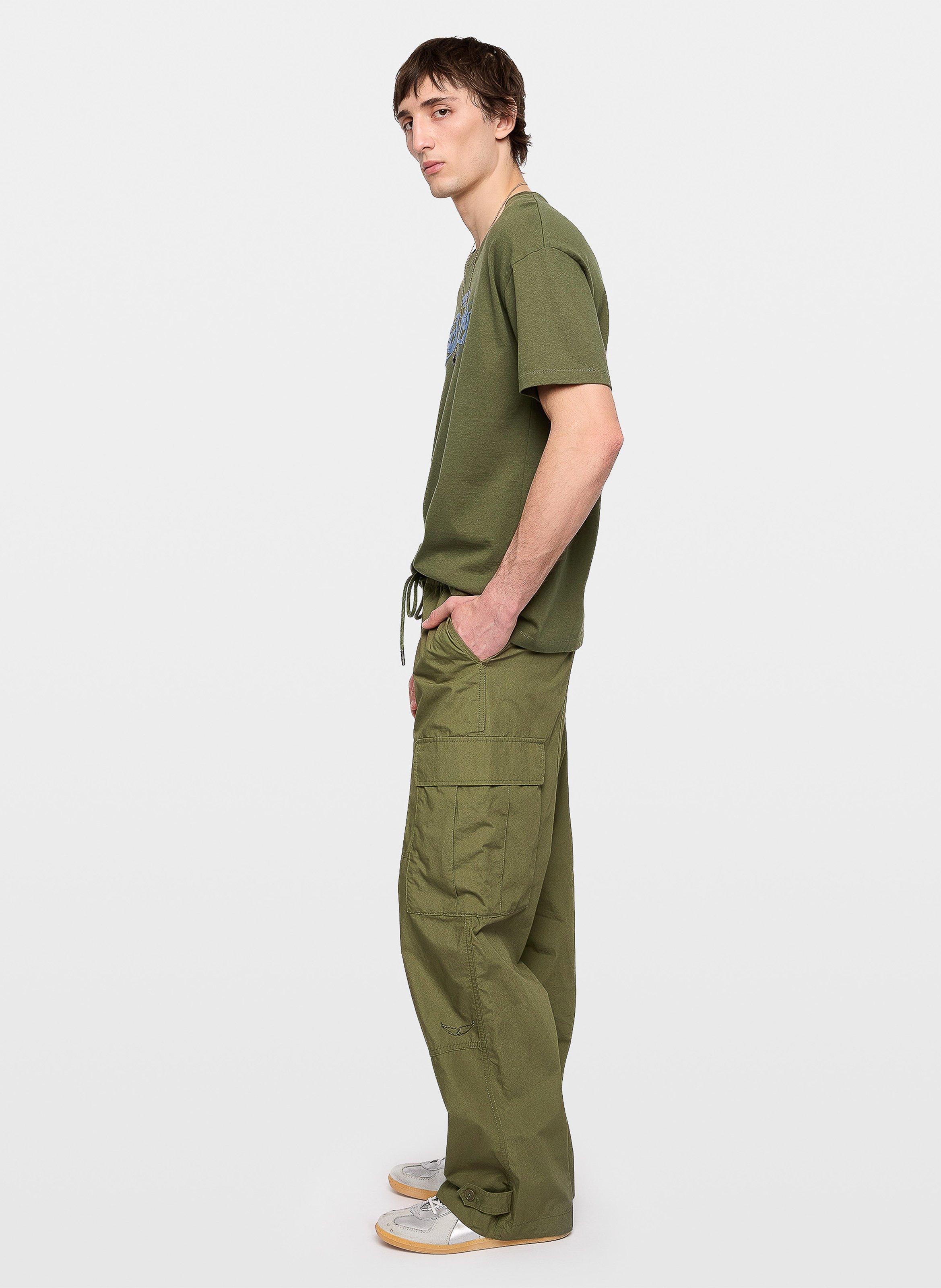 Tee-shirt droit col rond sérigraphié en coton bio ZADIG&VOLTAIRE Khaki