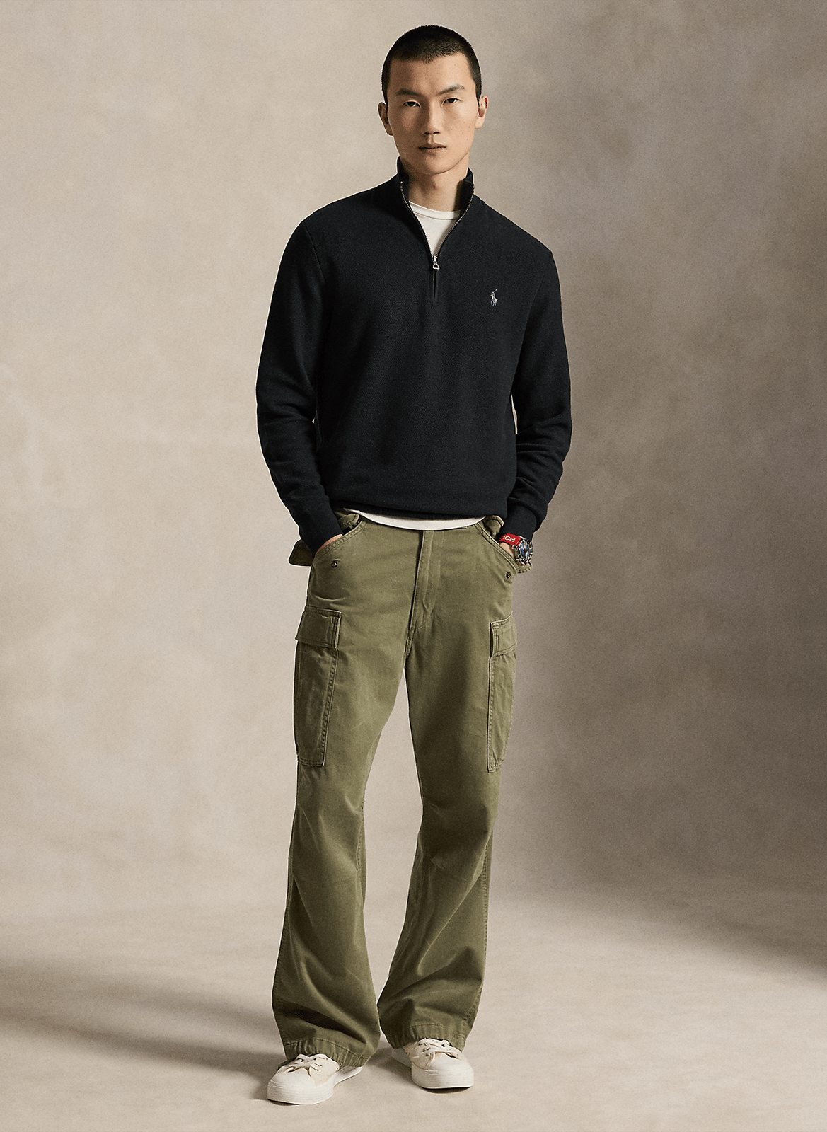 High-neck straight-cut cotton sweater POLO RALPH LAUREN Black
