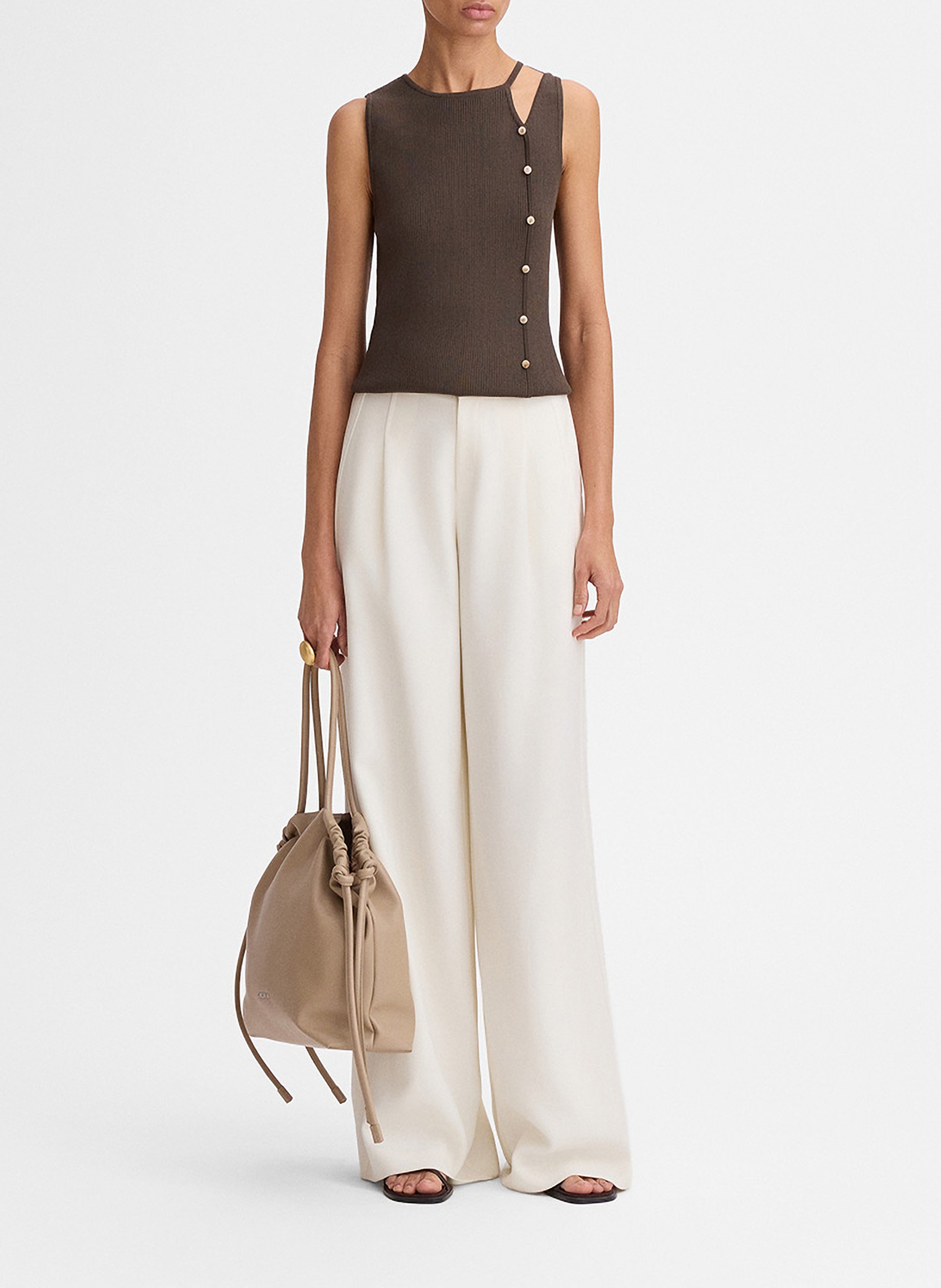 Rechte top van tricot met ronde hals SIMORRA Bruin