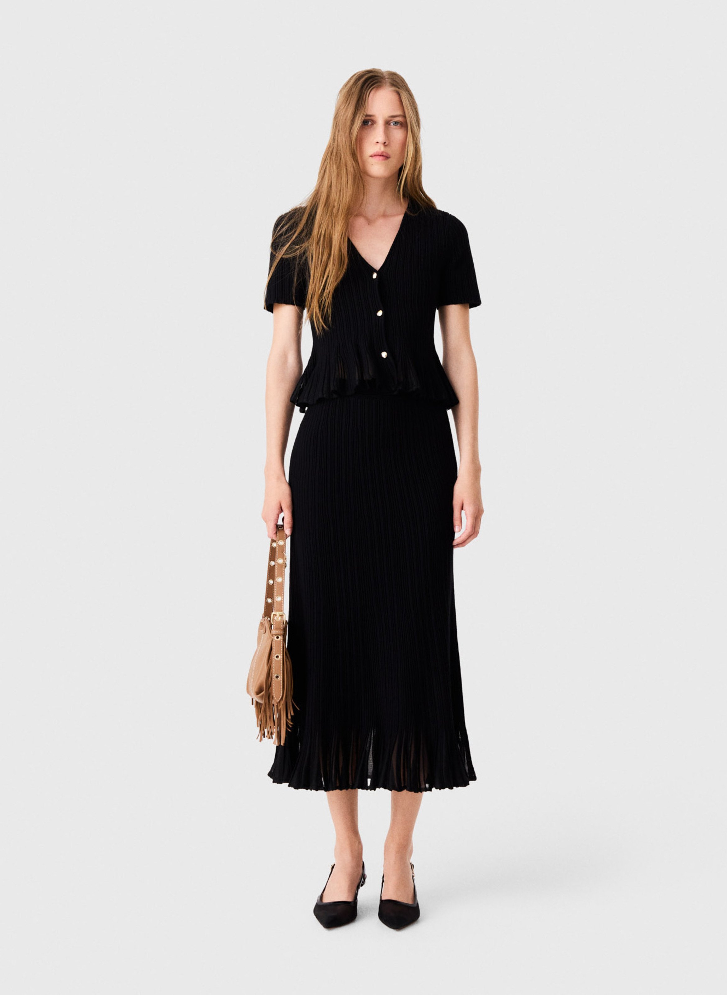 Long flared skirt MAJE Black