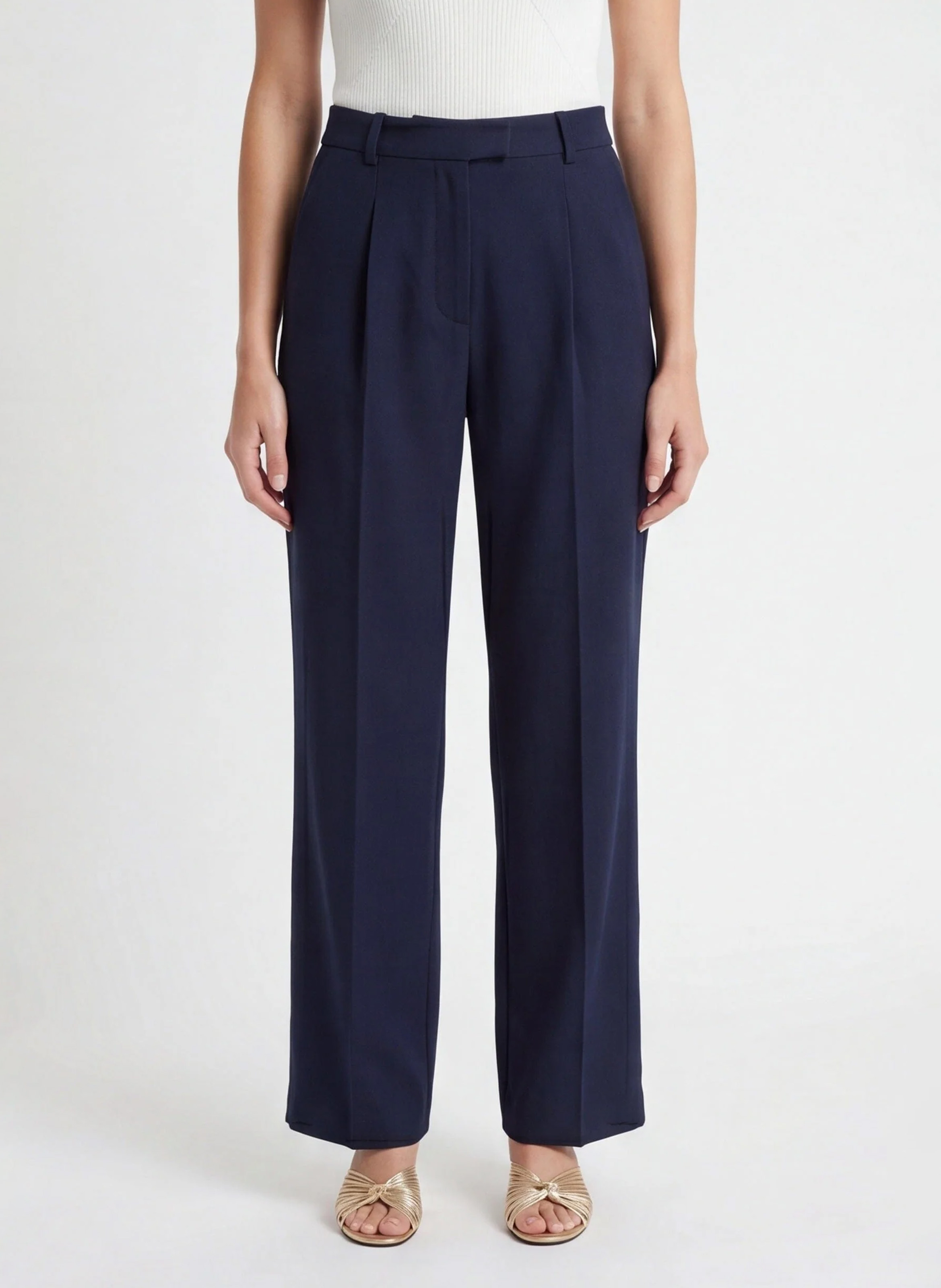 Gerader Hose mit Bundfalten in Uni KOOKAI Blau