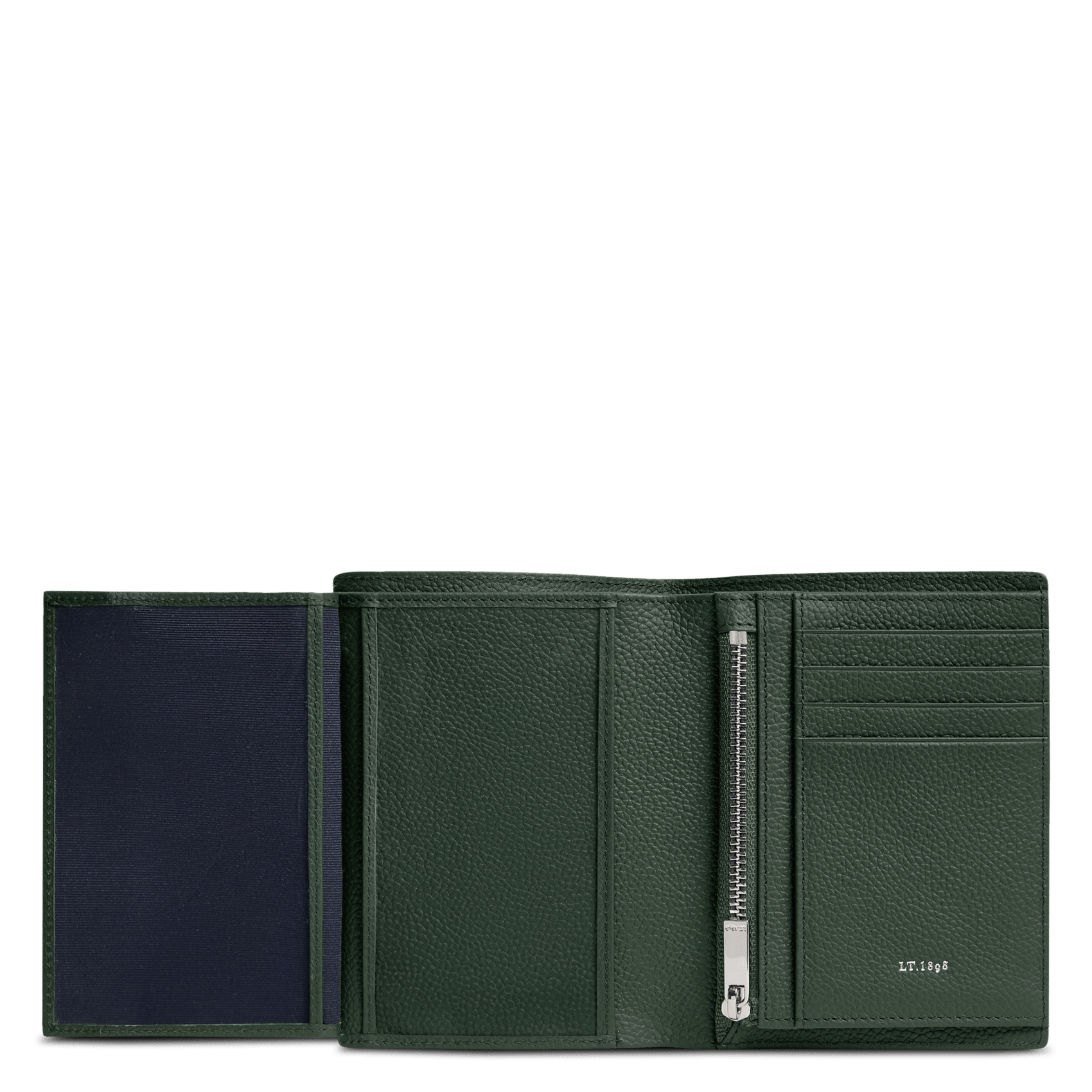 Vertical cowhide leather wallet LE TANNEUR Green