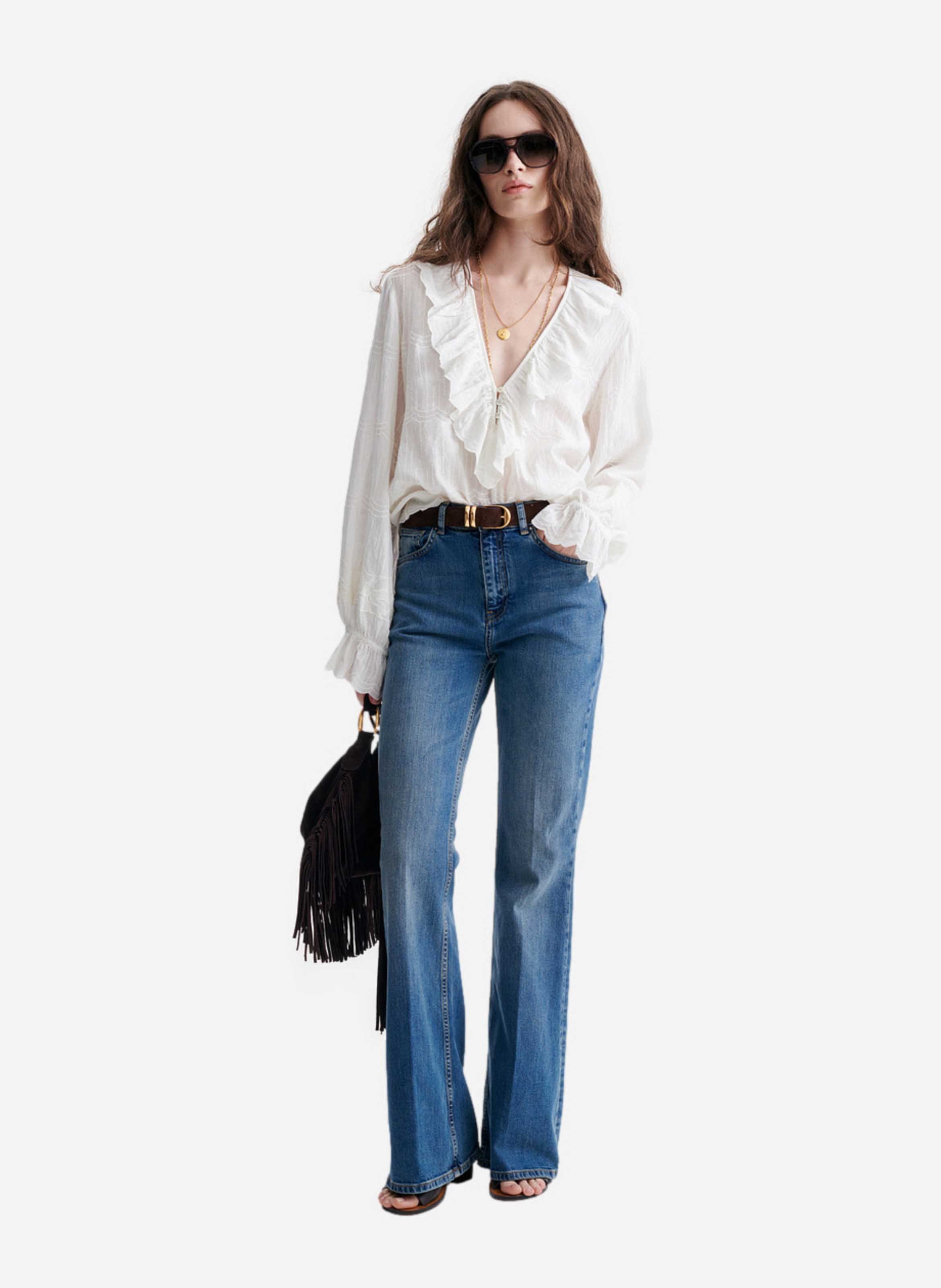 Blouse met V-hals VANESSA BRUNO Wit