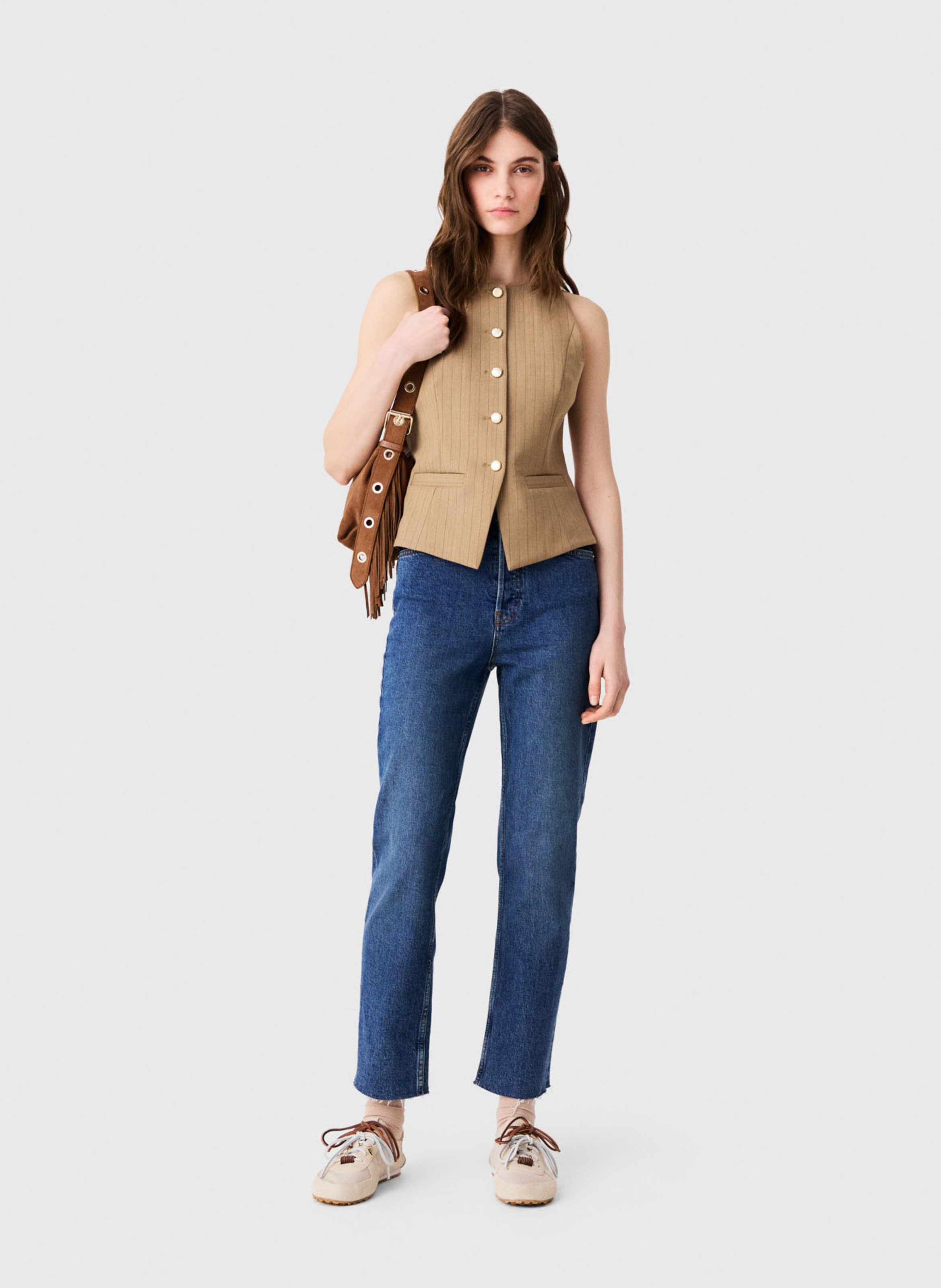 Gilet cintré en laine mélangée MAJE Beige