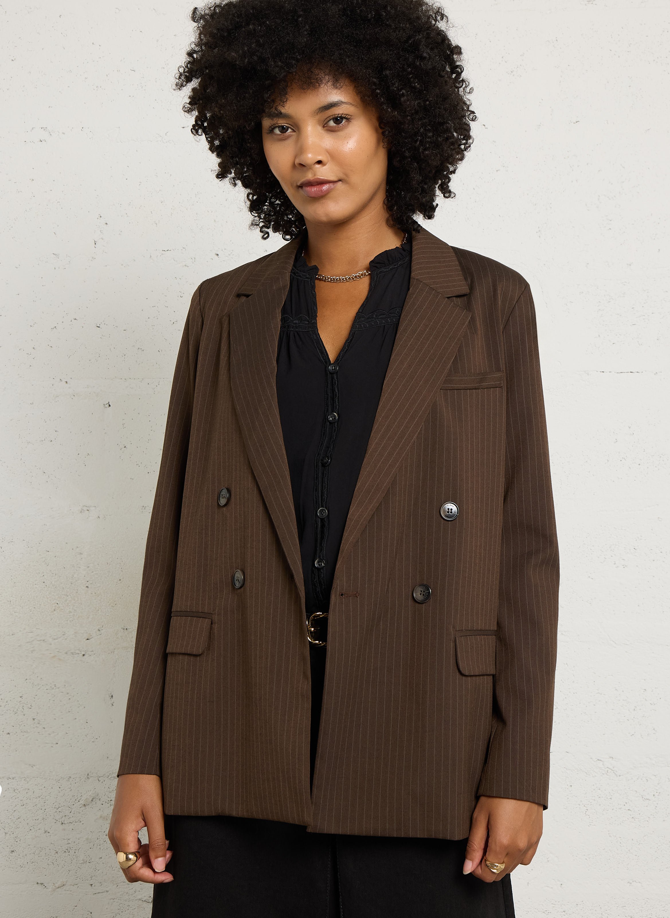 Veste de tailleur à rayures LA PETITE ETOILE Marron