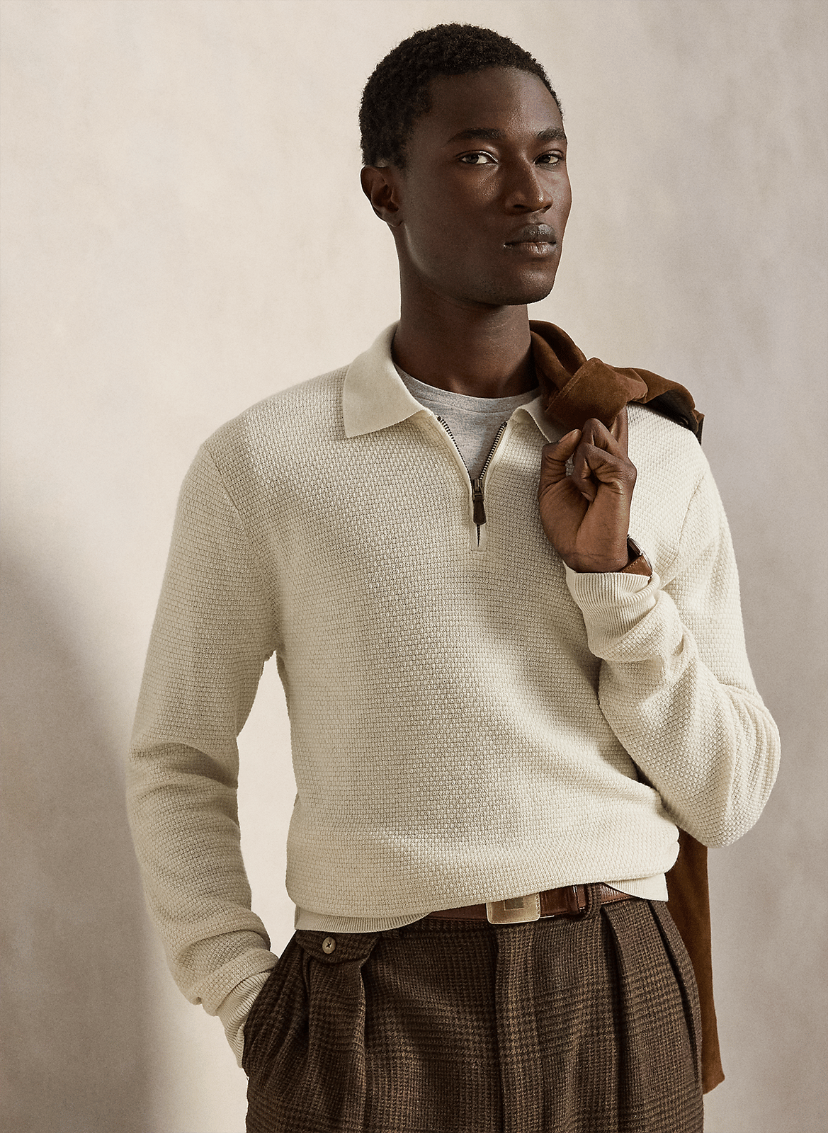 Wollpullover mit Reißverschlusskragen POLO RALPH LAUREN Beige