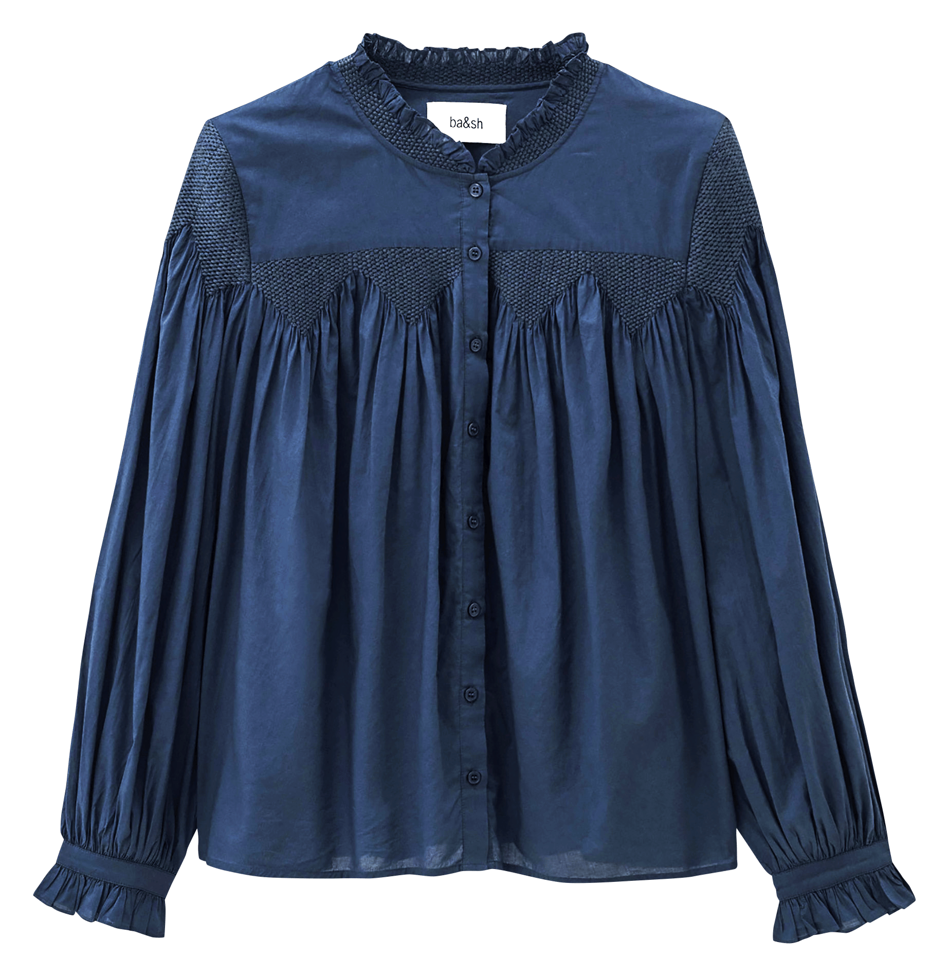 Chemise ample à broderie en coton | Bleu BA&SH Femme