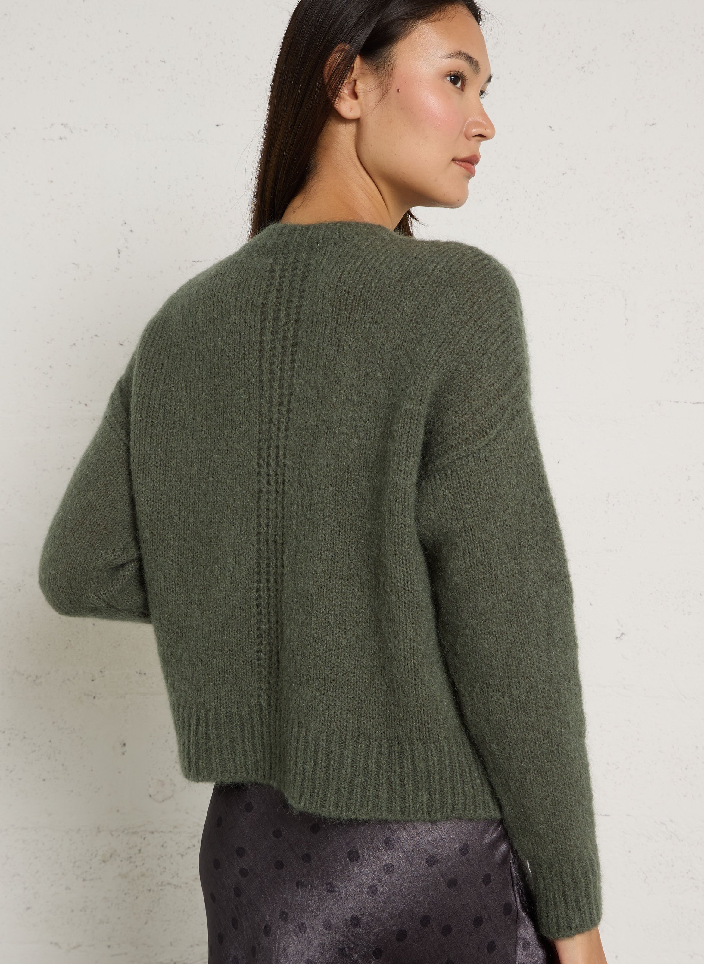 Oversized vest van wolmix MAISON ANJE Kaki