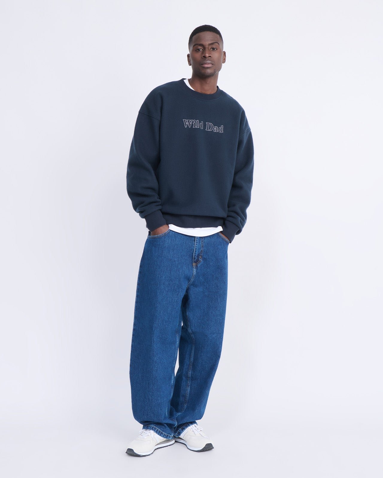 Embroidered Wild Dad Sweatshirt EMOI EMOI Blue